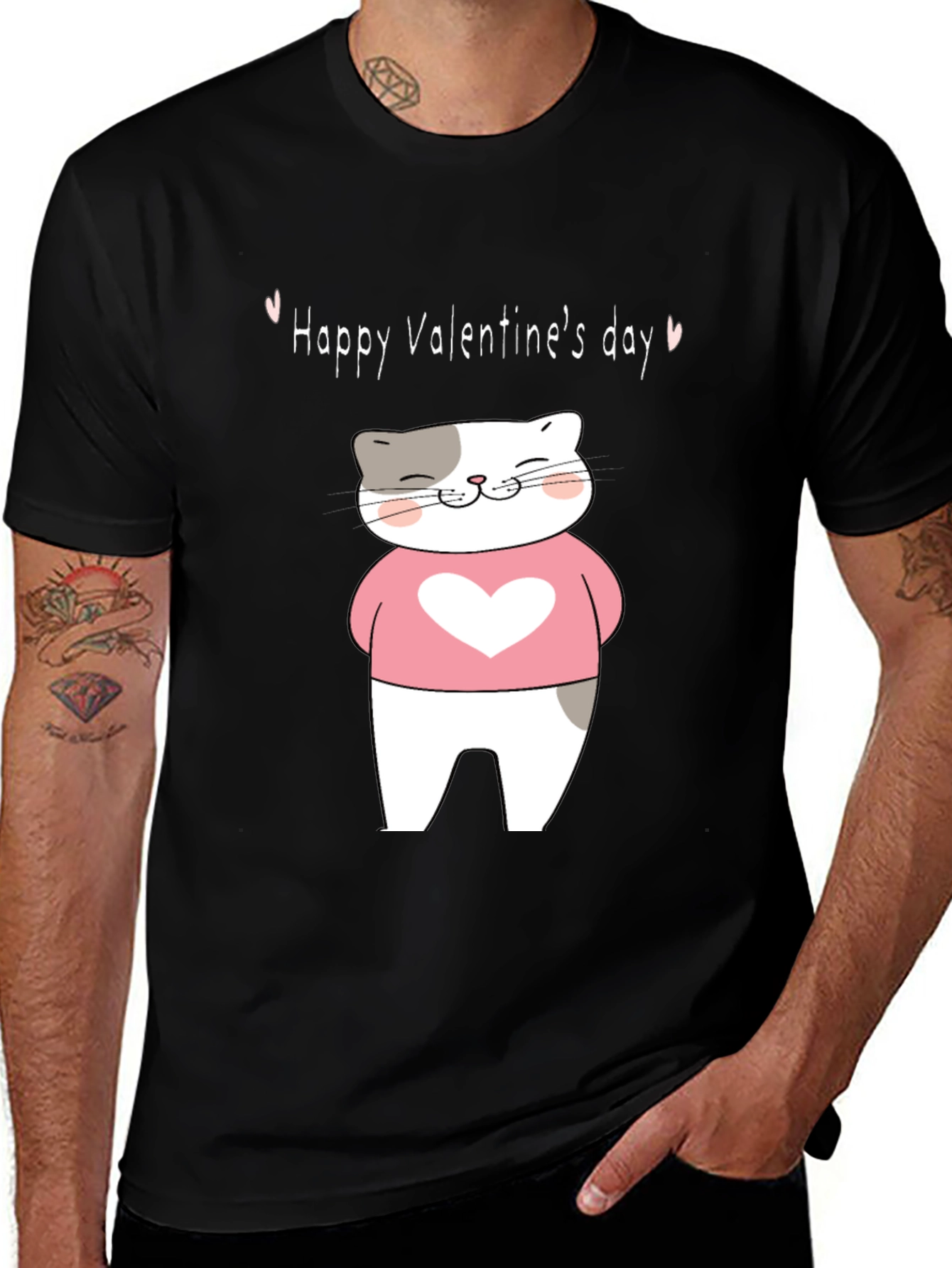 Valentines Day Cat Graphic T-Shirt