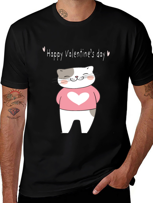 Valentines Day Cat Graphic T-Shirt