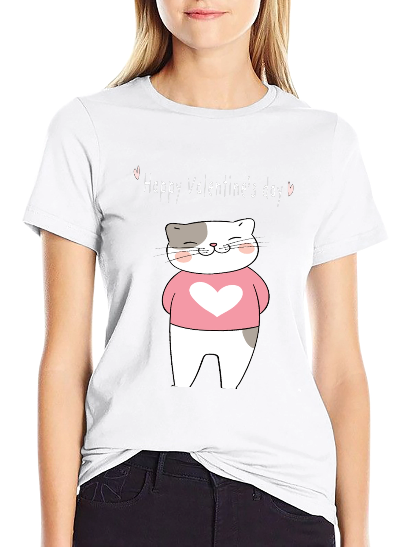 Valentines Day Cat Graphic T-Shirt