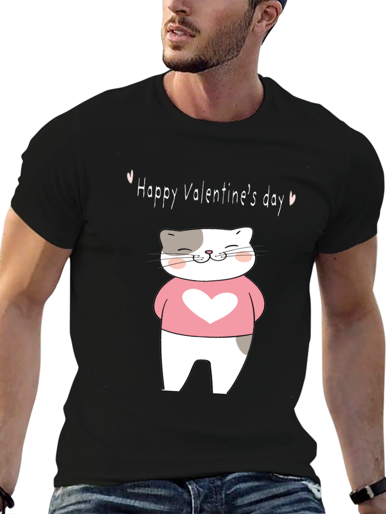 Valentines Day Cat Graphic T-Shirt