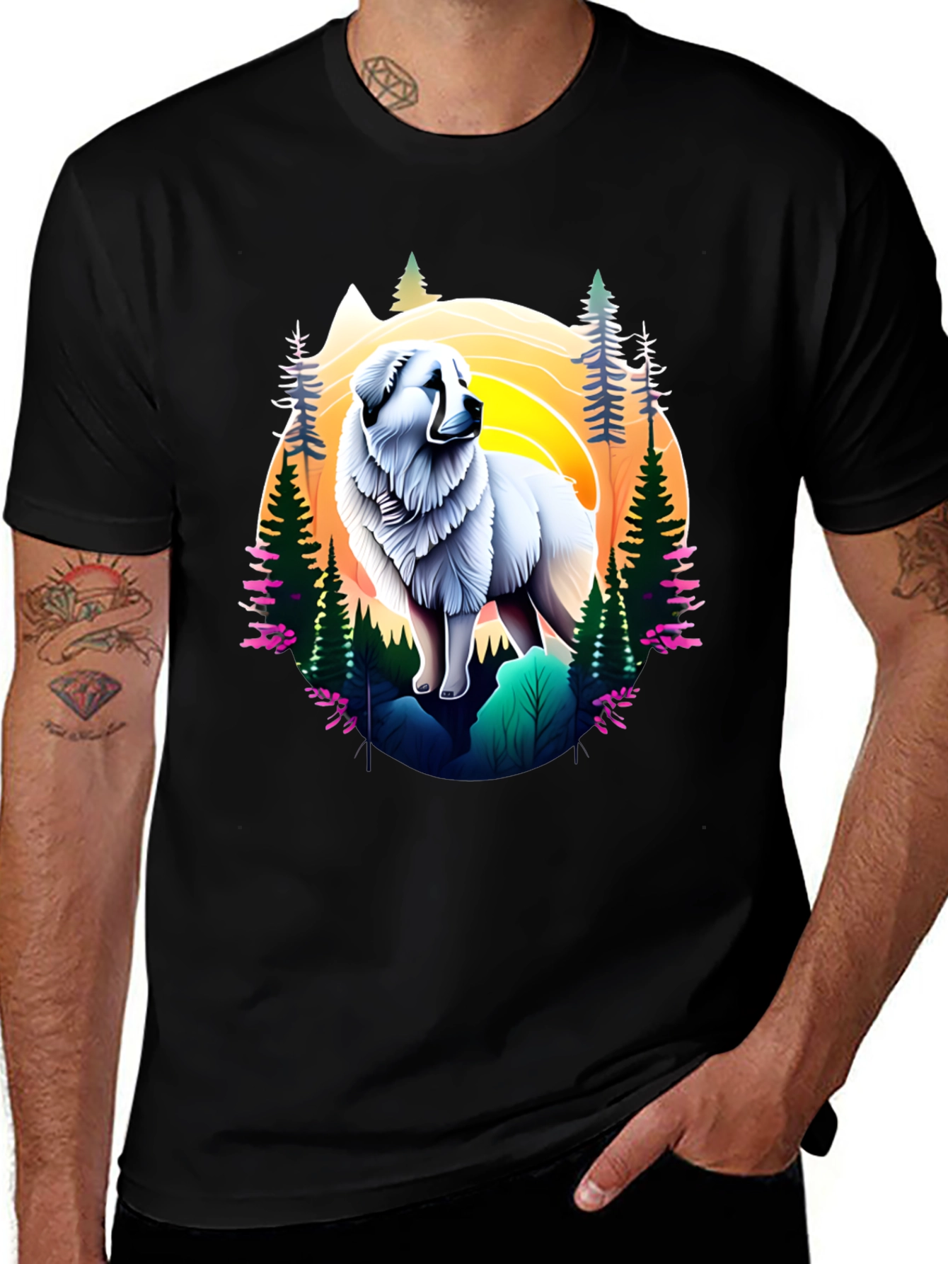 Great Pyrenees Mountain Scene T-Shirt