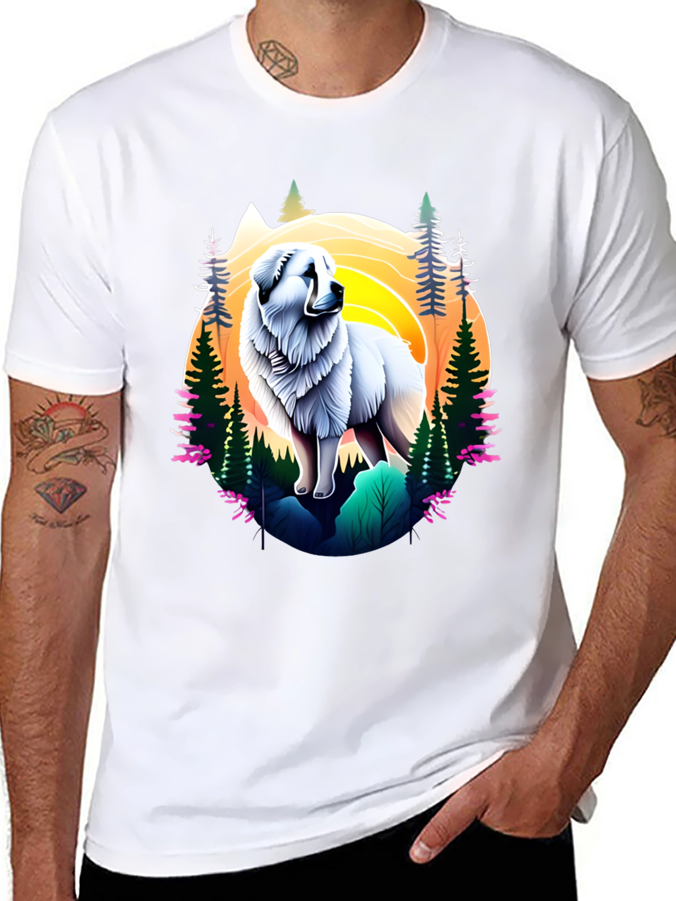Great Pyrenees Mountain Scene T-Shirt