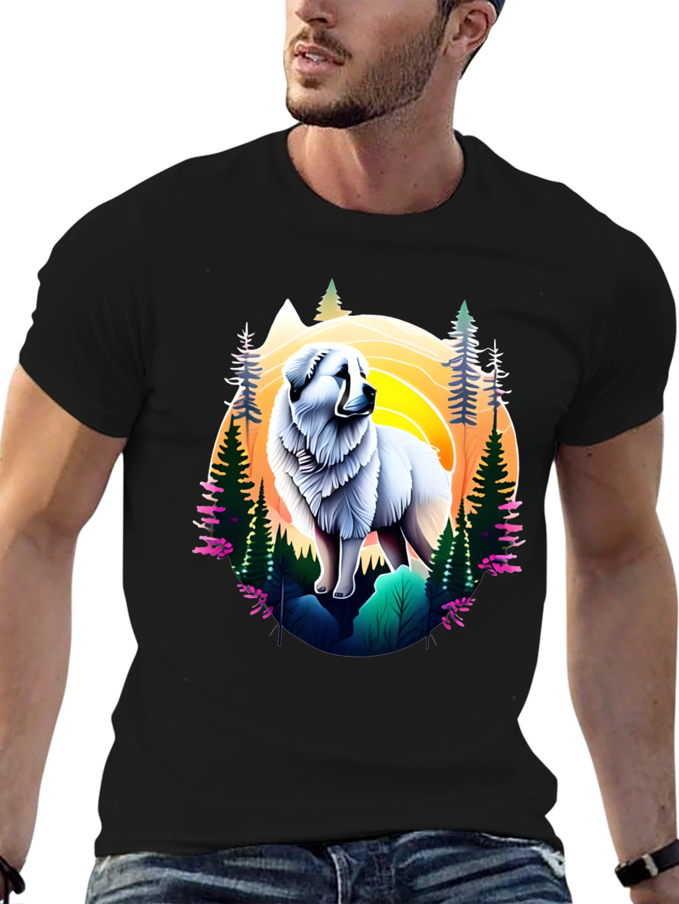 Great Pyrenees Mountain Scene T-Shirt