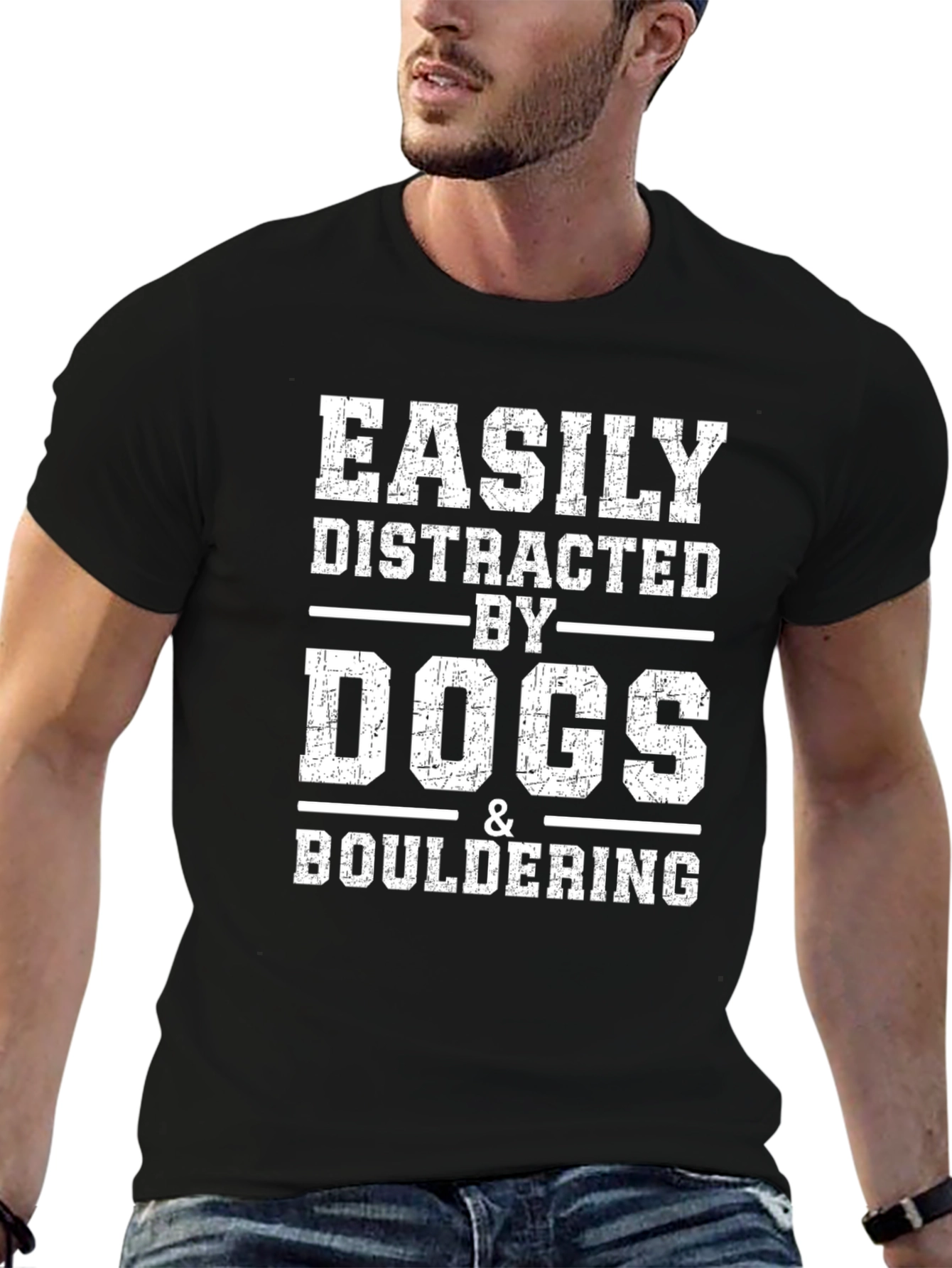 Easily Distracted By Dogs & Bouldering Black T-Shirt