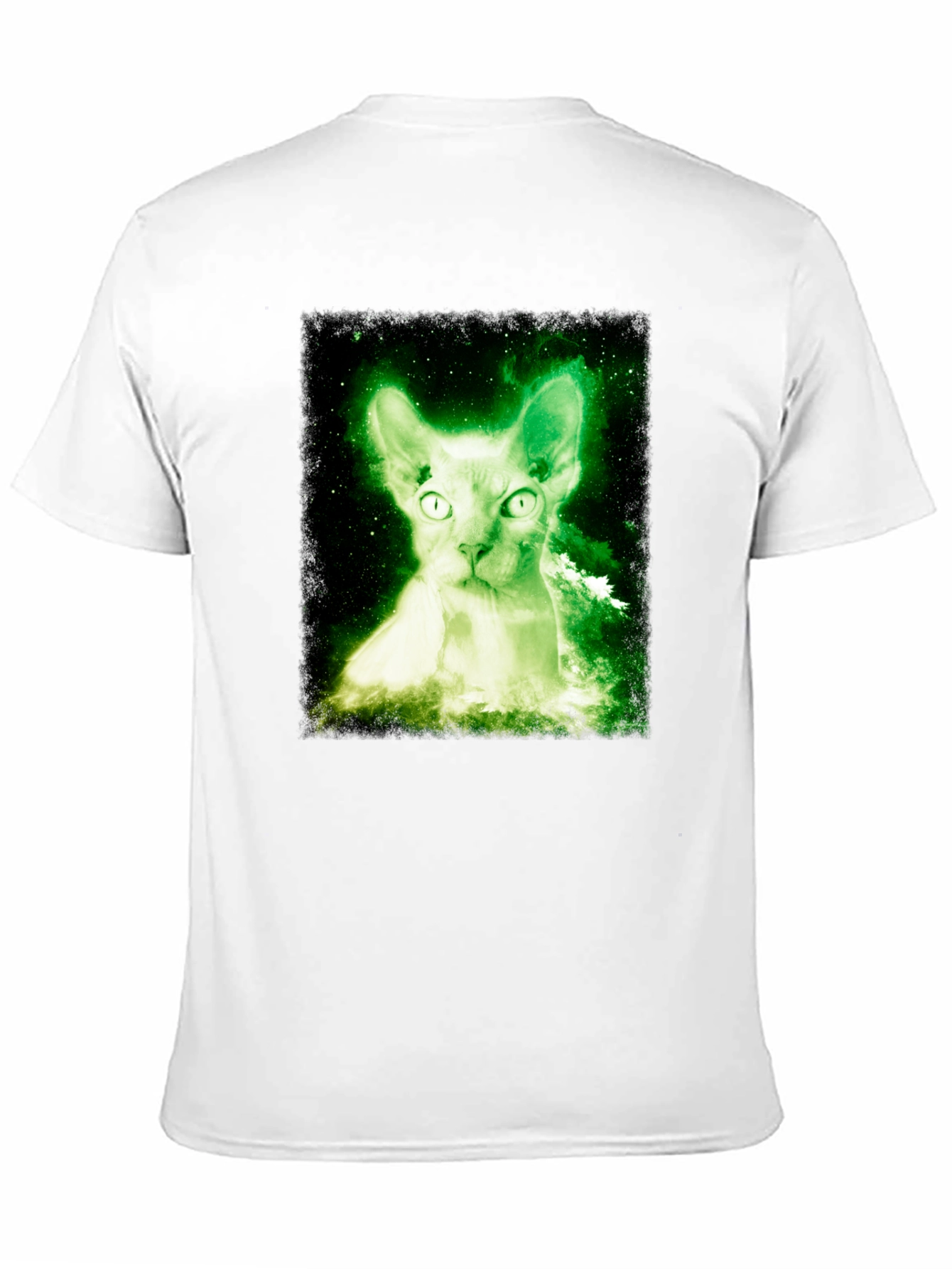 Glowing Cat T-Shirt - Black Cotton Blend