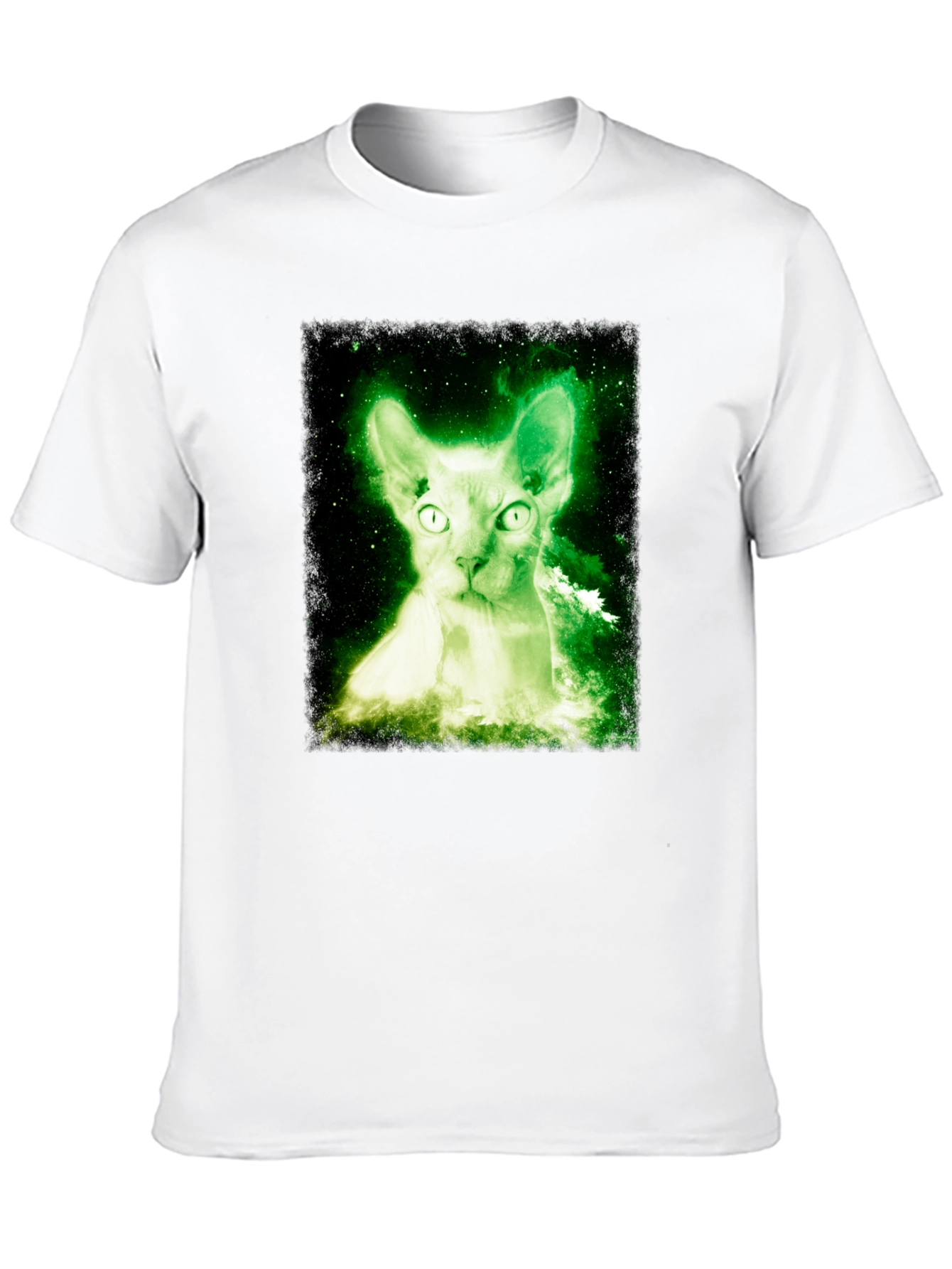 Glowing Cat T-Shirt - Black Cotton Blend