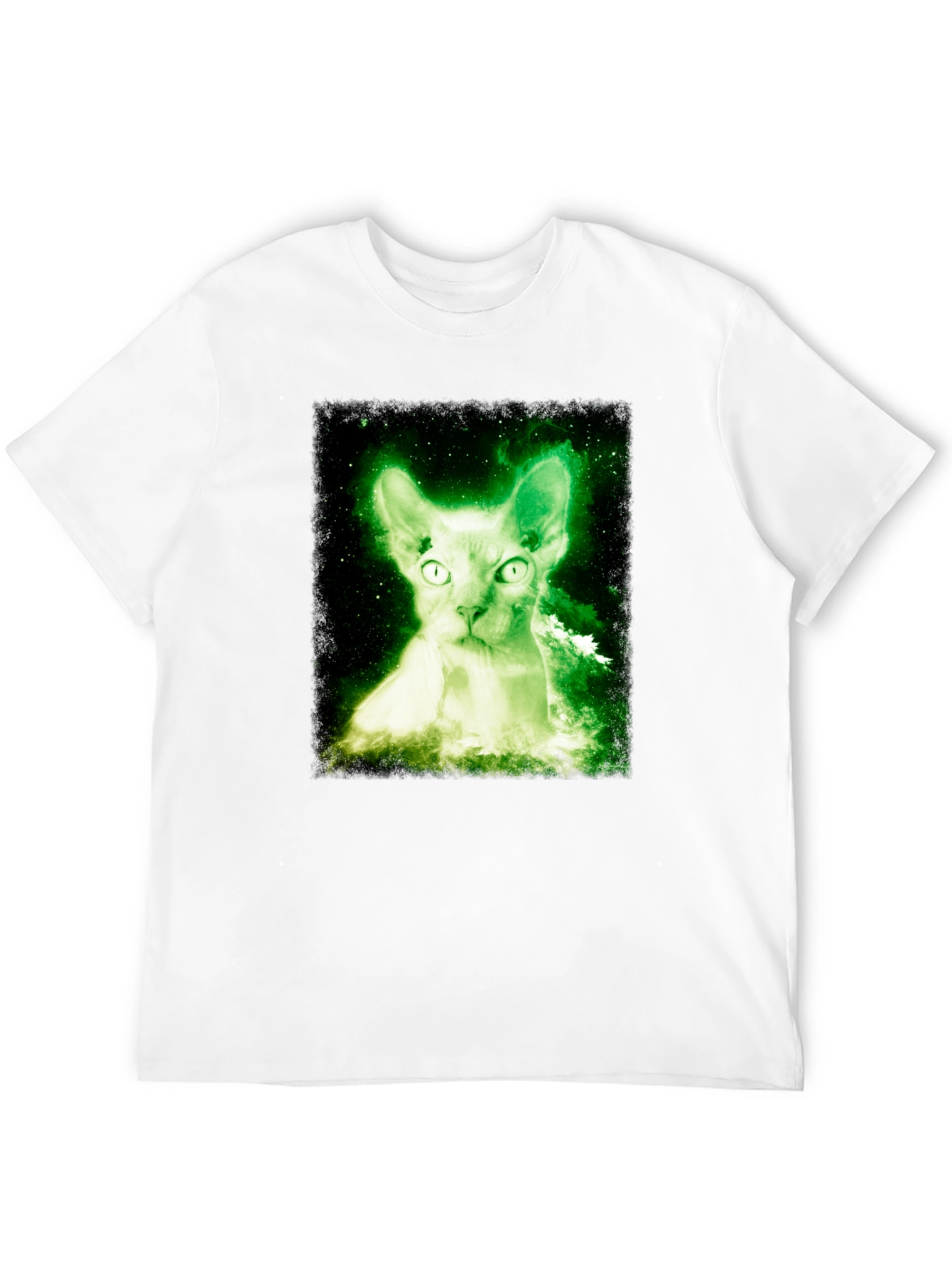 Glowing Cat T-Shirt - Black Cotton Blend