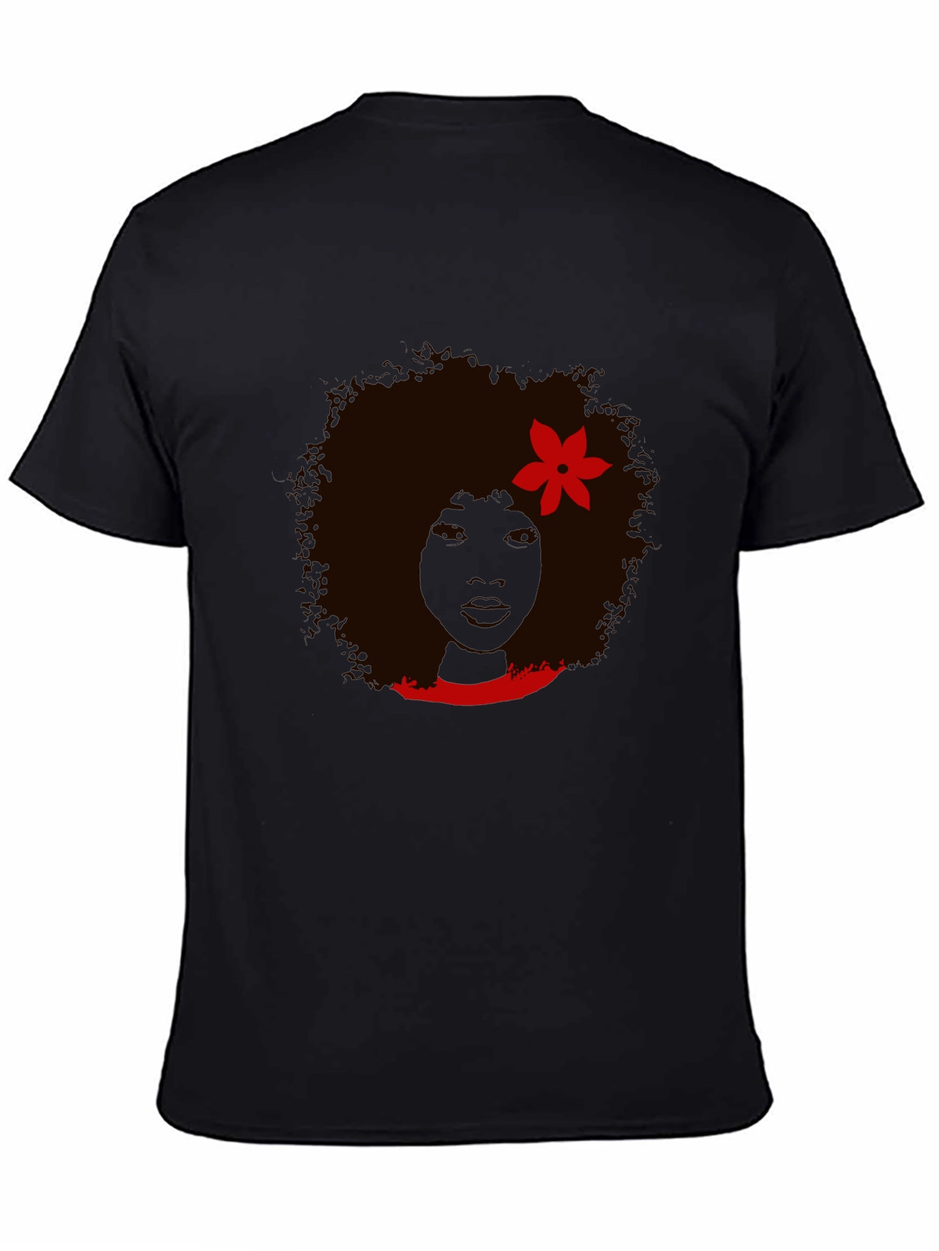 Afro Woman Graphic Print Black T-Shirt