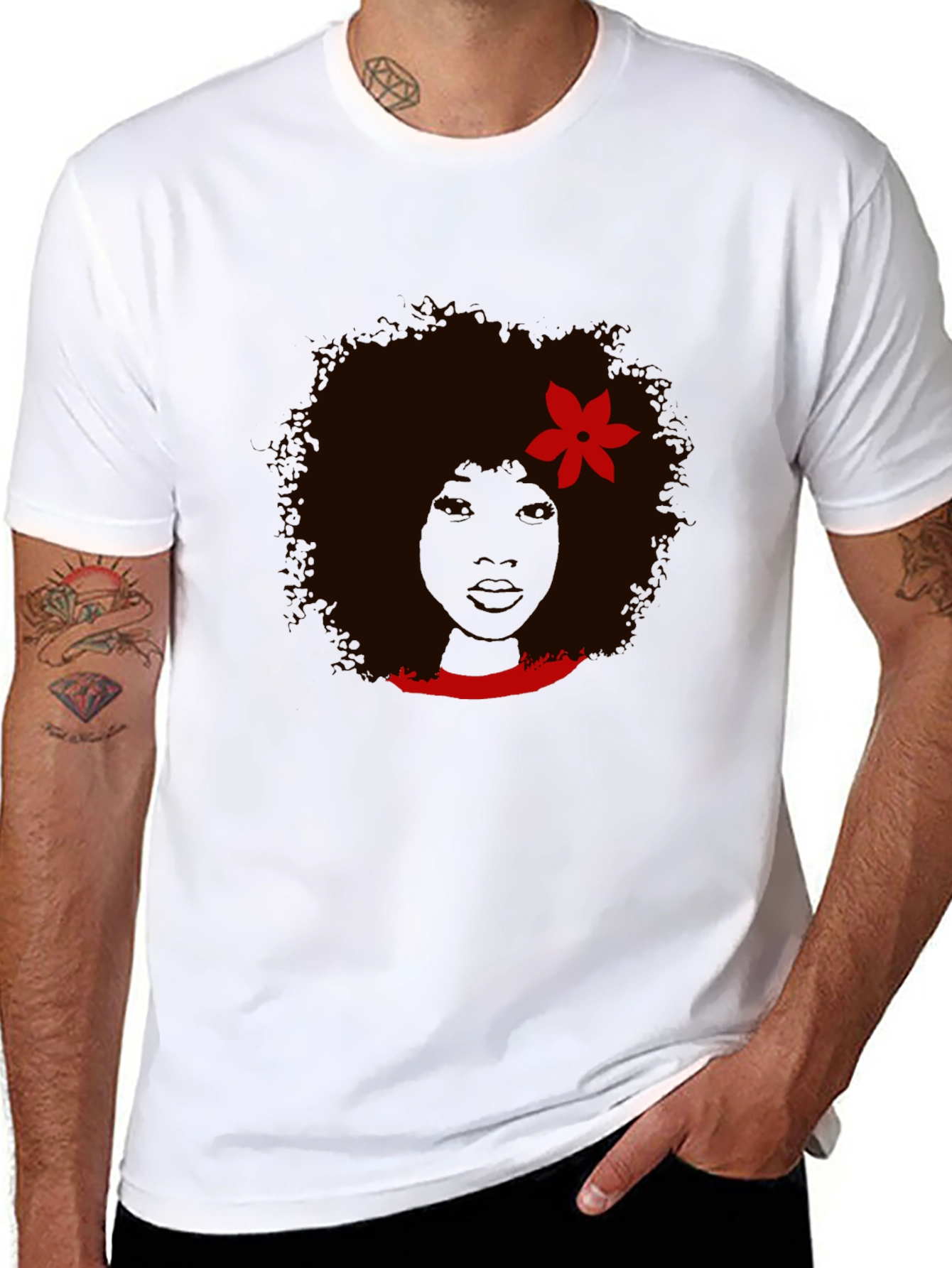 Afro Woman Graphic Print Black T-Shirt