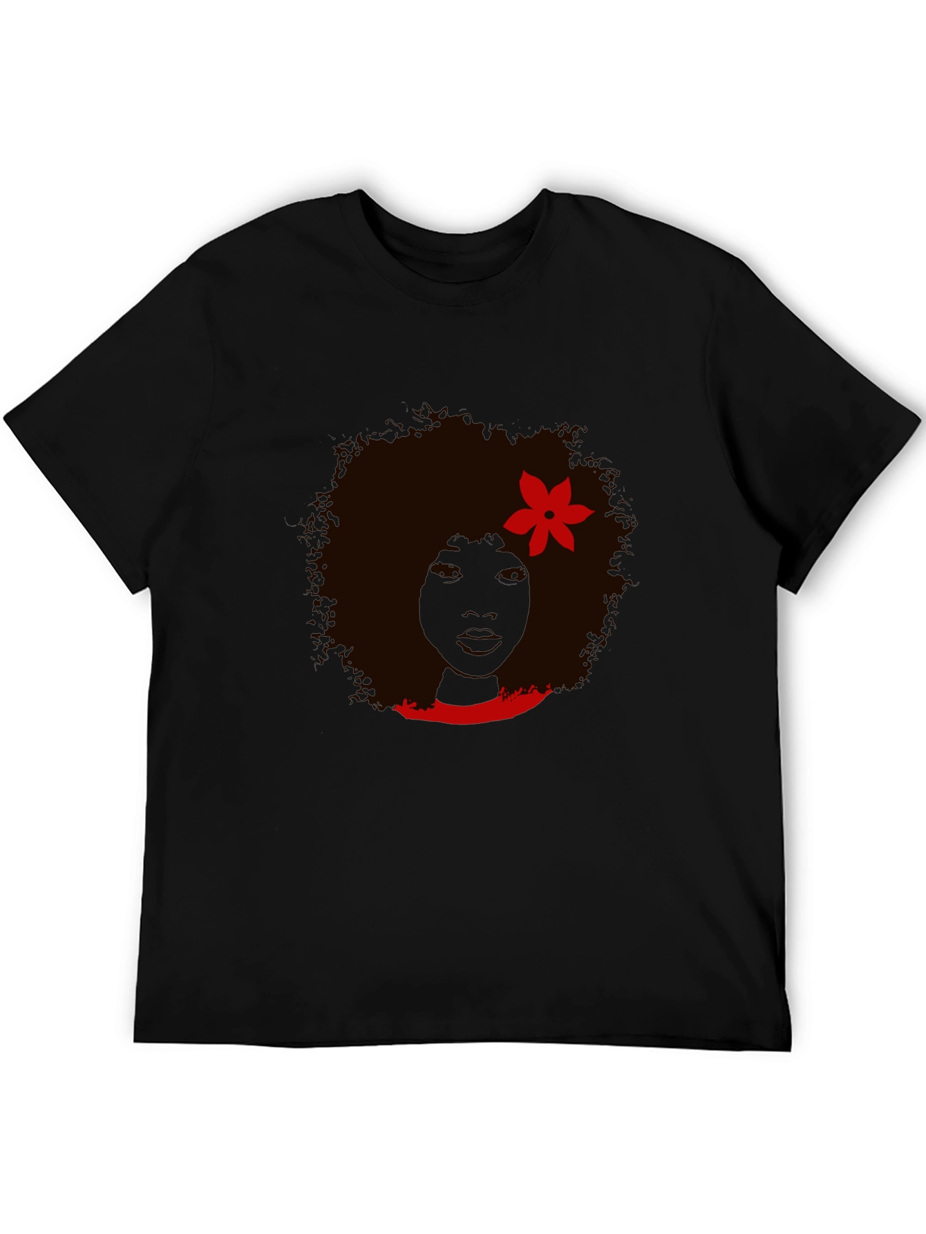 Afro Woman Graphic Print Black T-Shirt