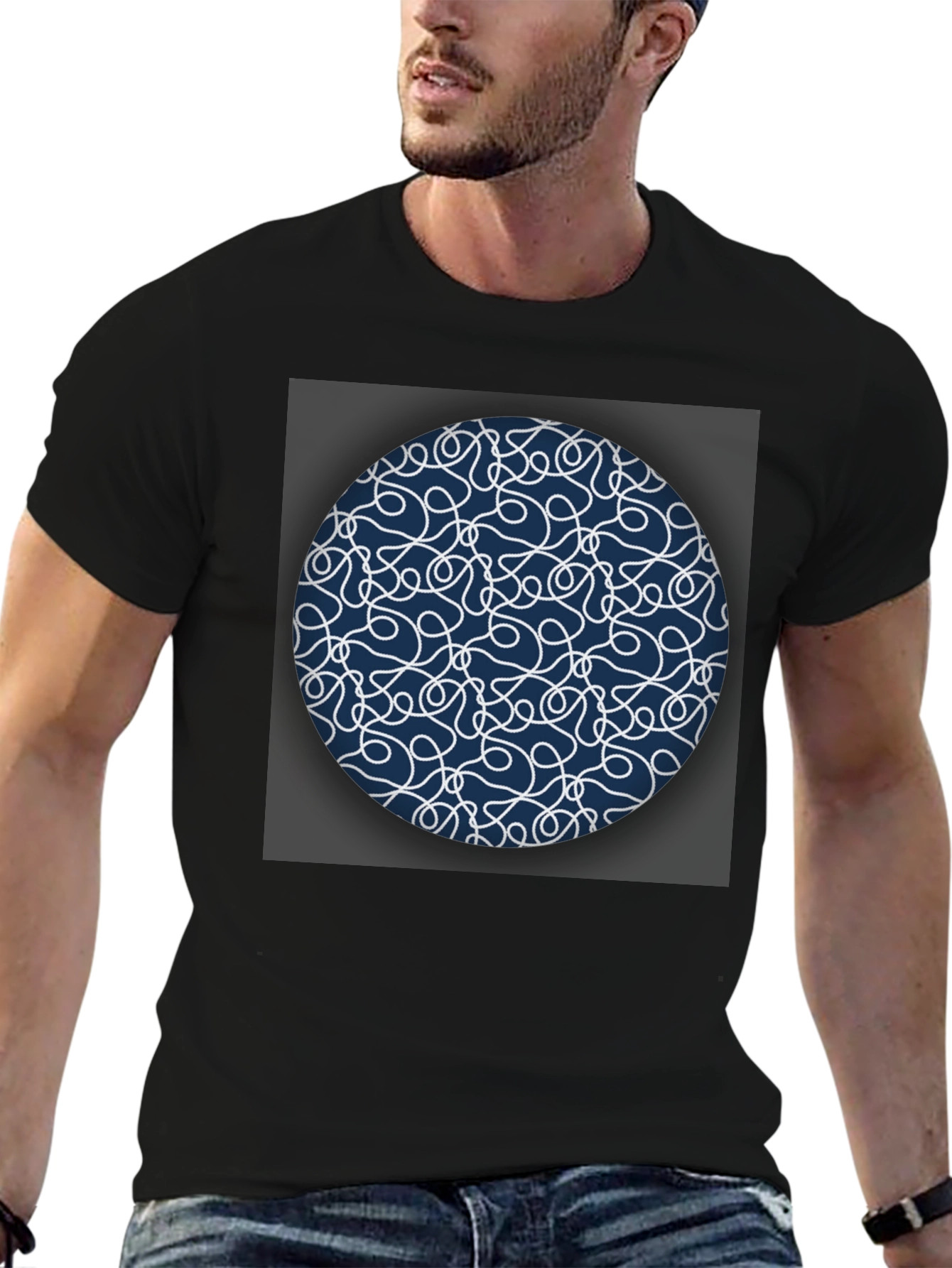 Abstract Circle Graphic Tee - Modern Casual Shirt