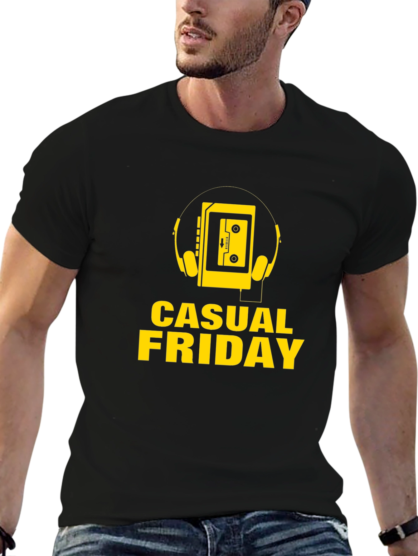 Casual Friday Graphic T-Shirt - Retro Walkman Design