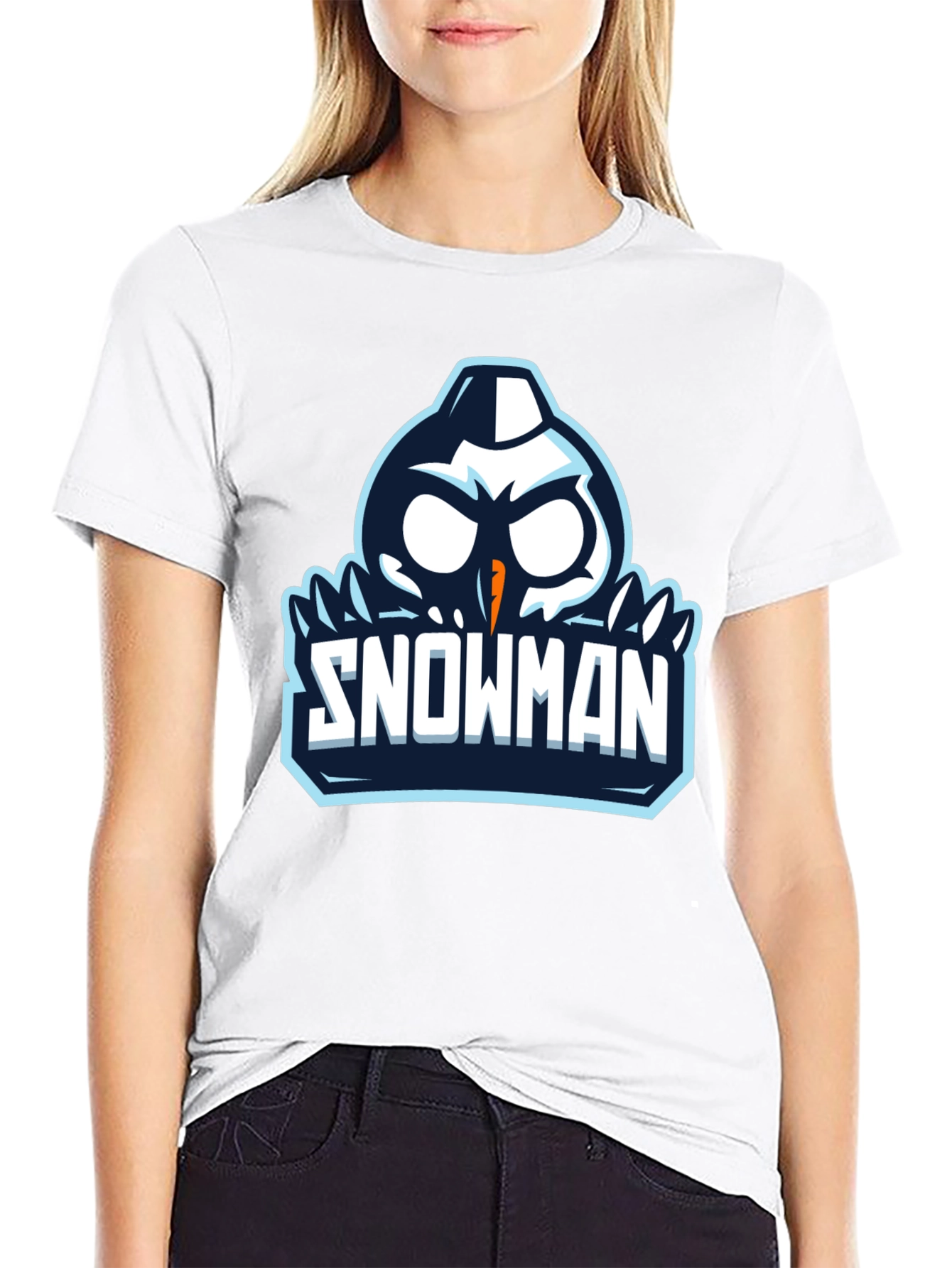 Snowman Graphic Print Black T-Shirt