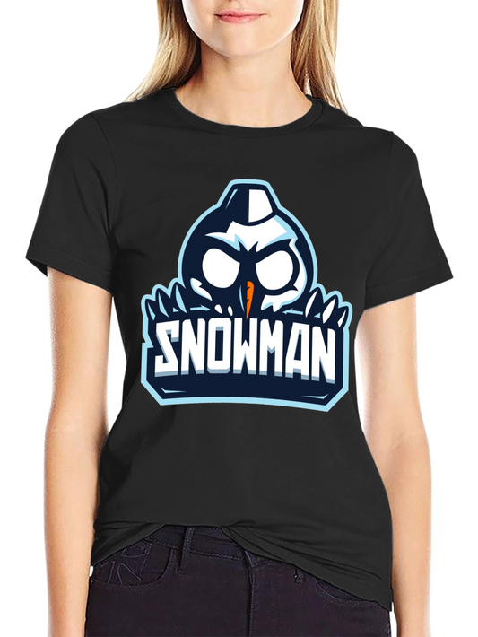 Snowman Graphic Print Black T-Shirt
