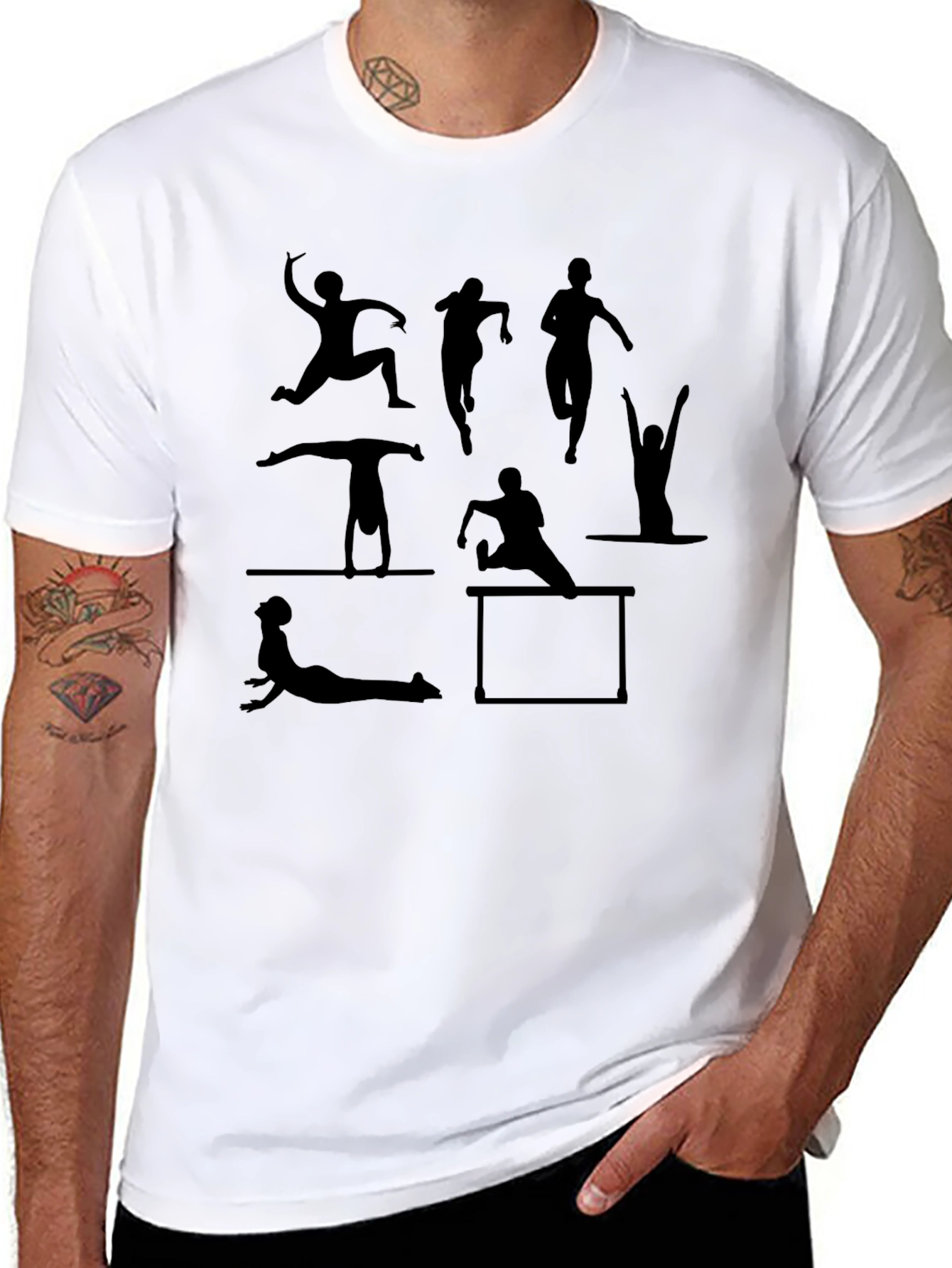 Athletic Silhouettes Black Graphic T-Shirt