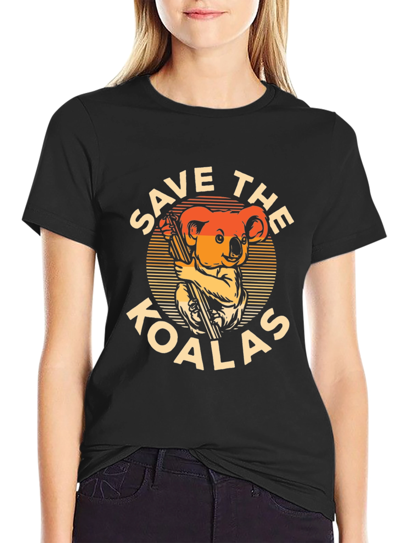 Save the Koalas Graphic T-Shirt - Black Cotton Tee