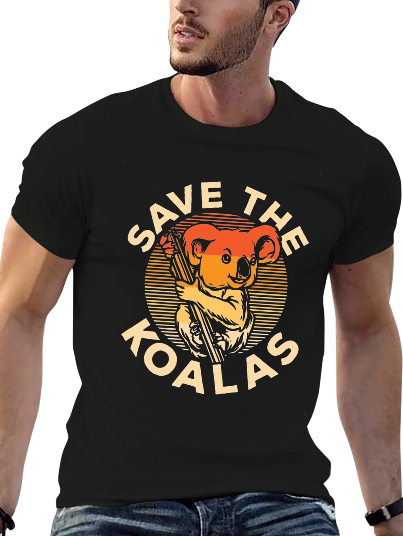 Save the Koalas Graphic T-Shirt - Black Cotton Tee