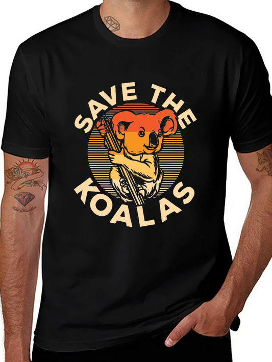 Save the Koalas Graphic T-Shirt - Black Cotton Tee