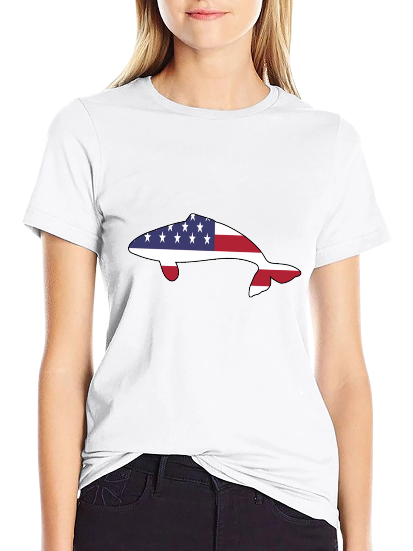 American Flag Dolphin T-Shirt - Patriotic Marine Life Tee
