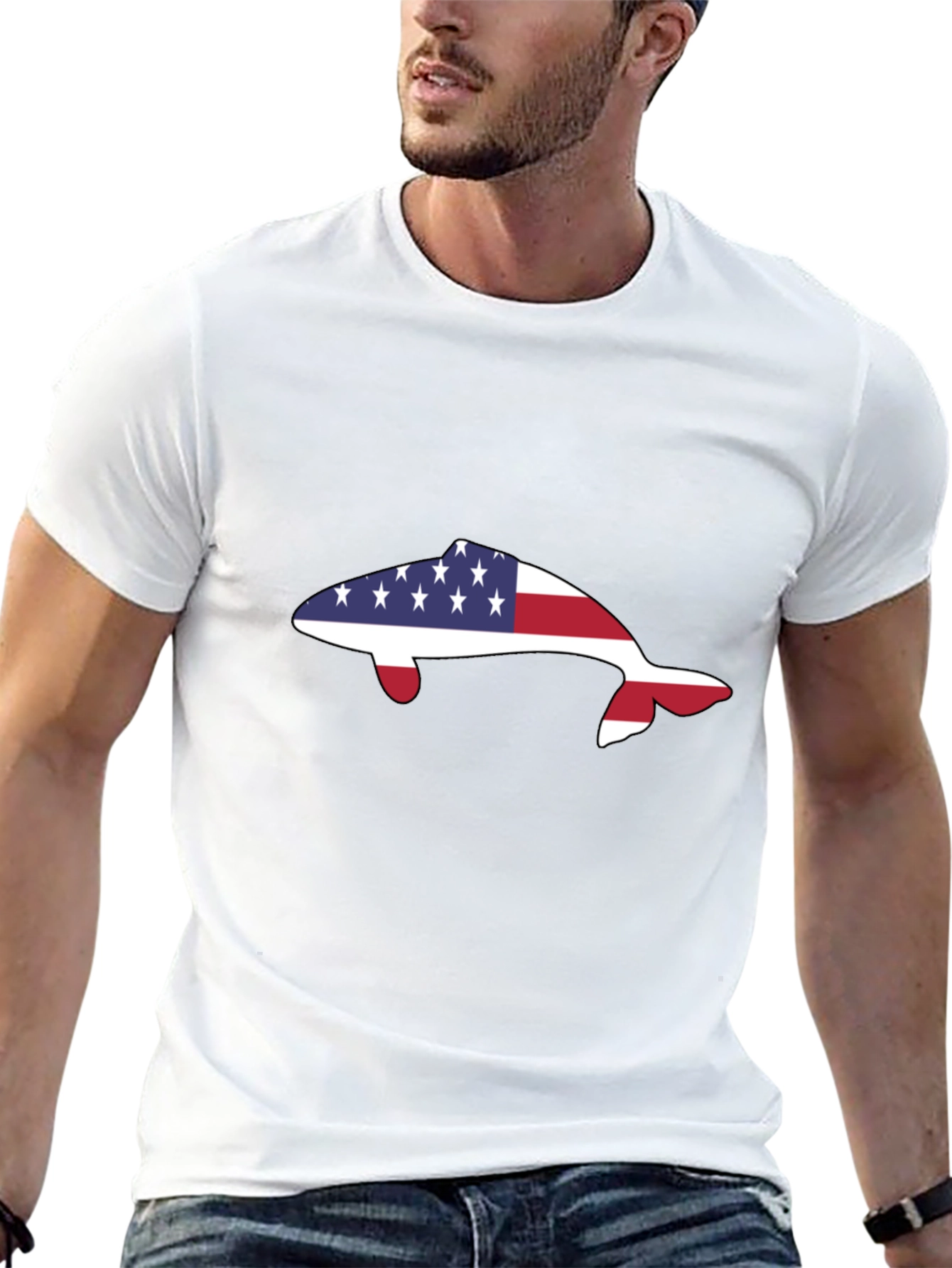 American Flag Dolphin T-Shirt - Patriotic Marine Life Tee