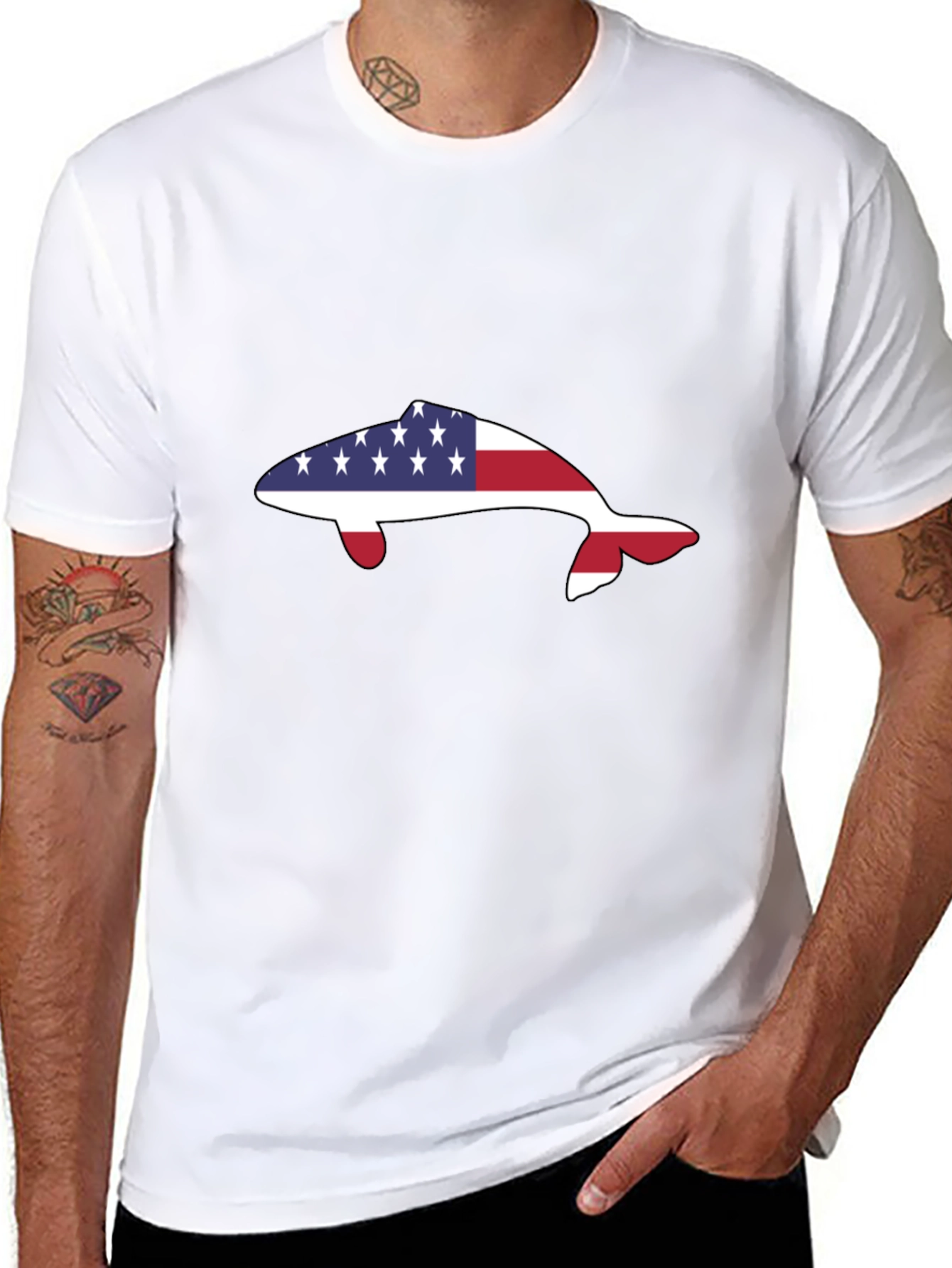 American Flag Dolphin T-Shirt - Patriotic Marine Life Tee