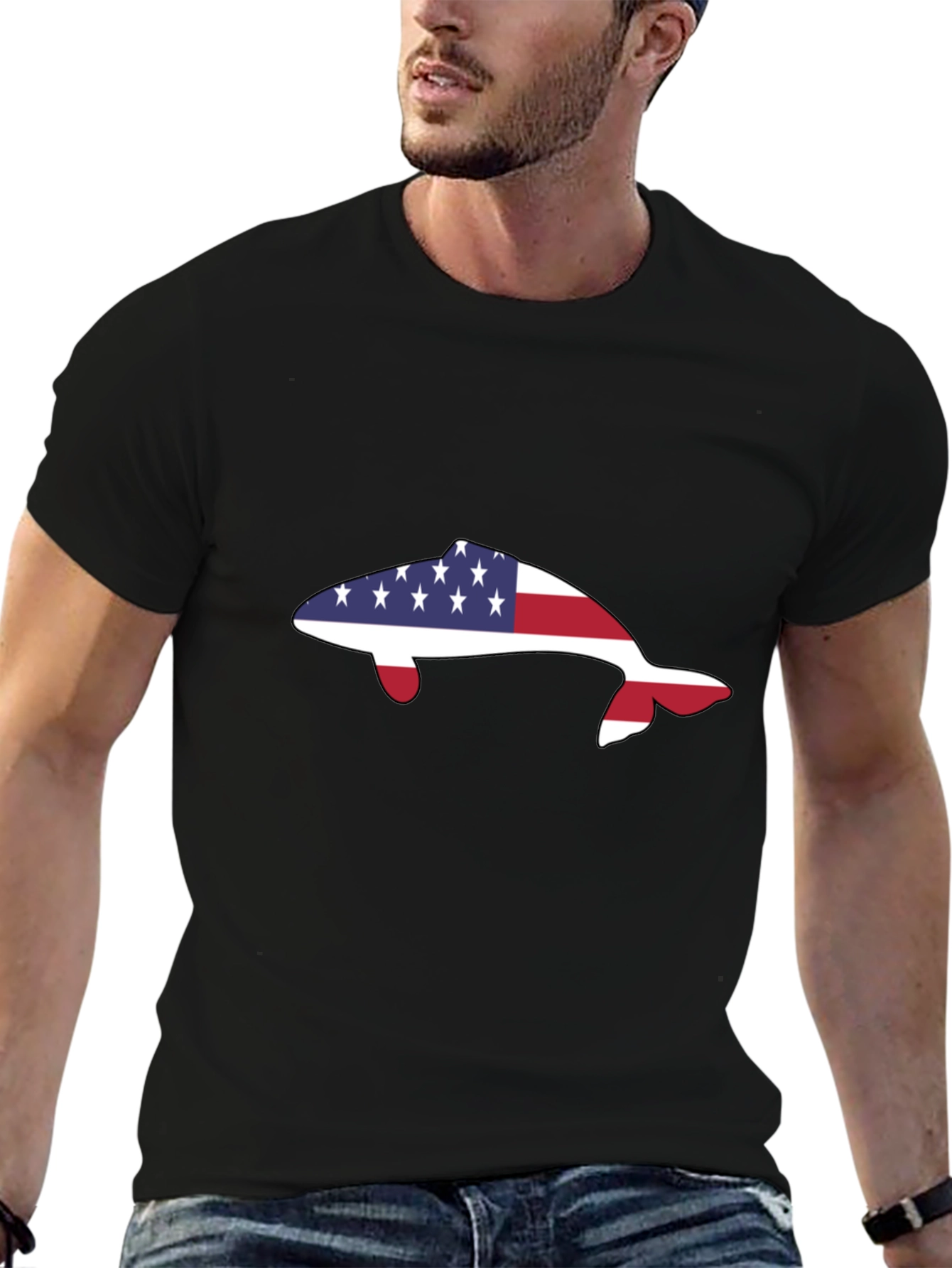 American Flag Dolphin T-Shirt - Patriotic Marine Life Tee