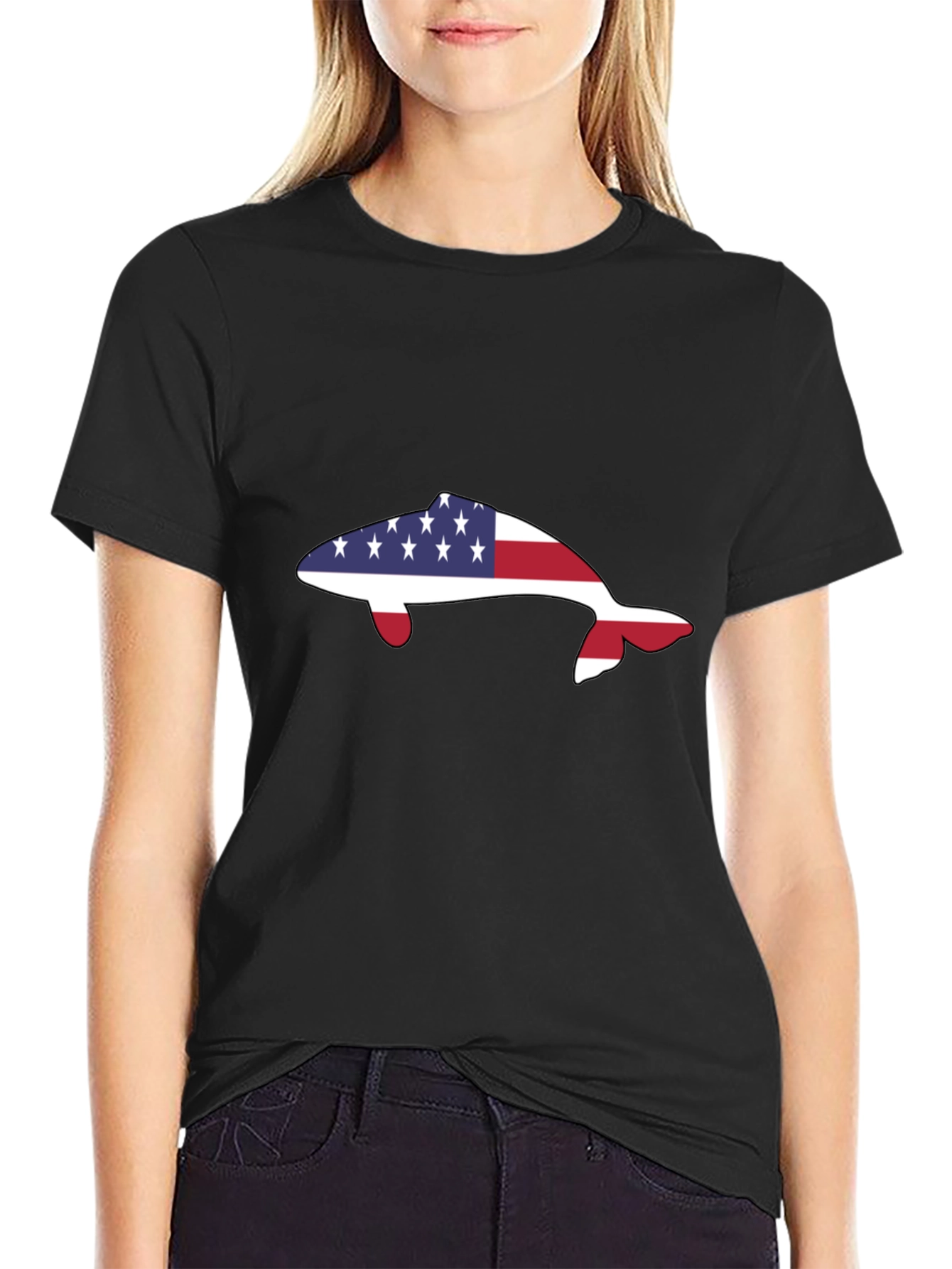 American Flag Dolphin T-Shirt - Patriotic Marine Life Tee