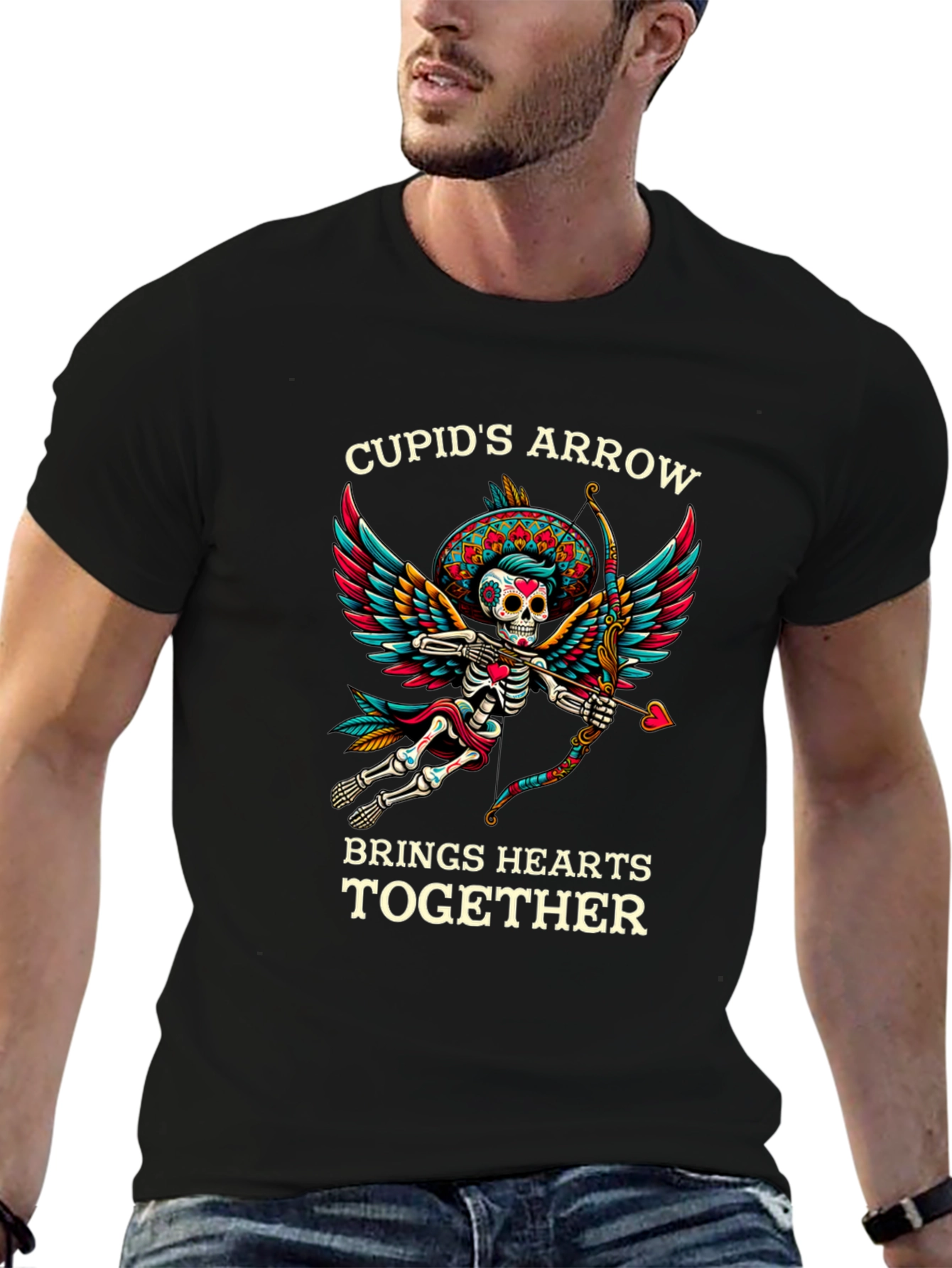 Cupids Arrow T-Shirt - Day of the Dead Skeleton