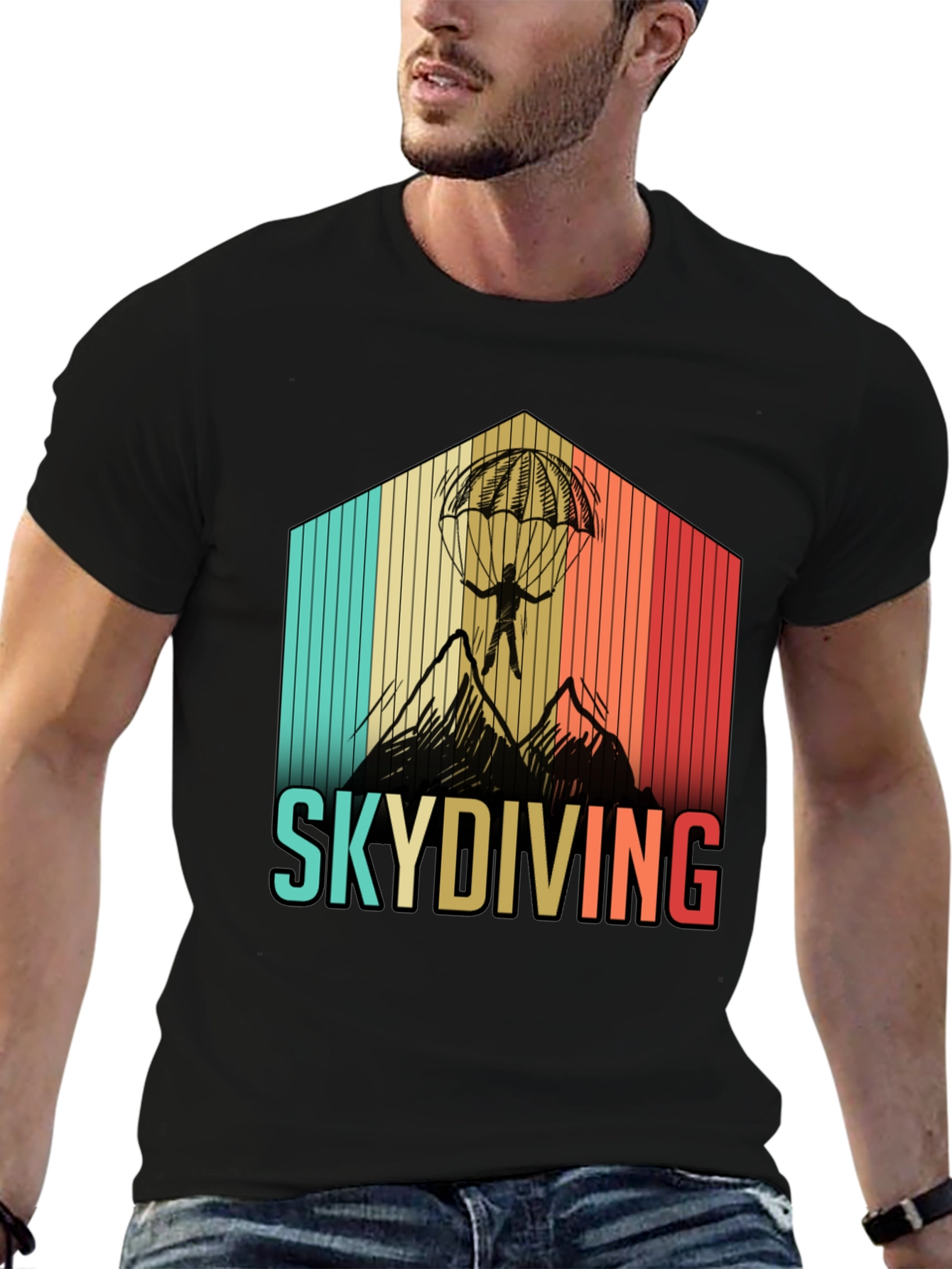 Skydiving Retro Graphic T-Shirt