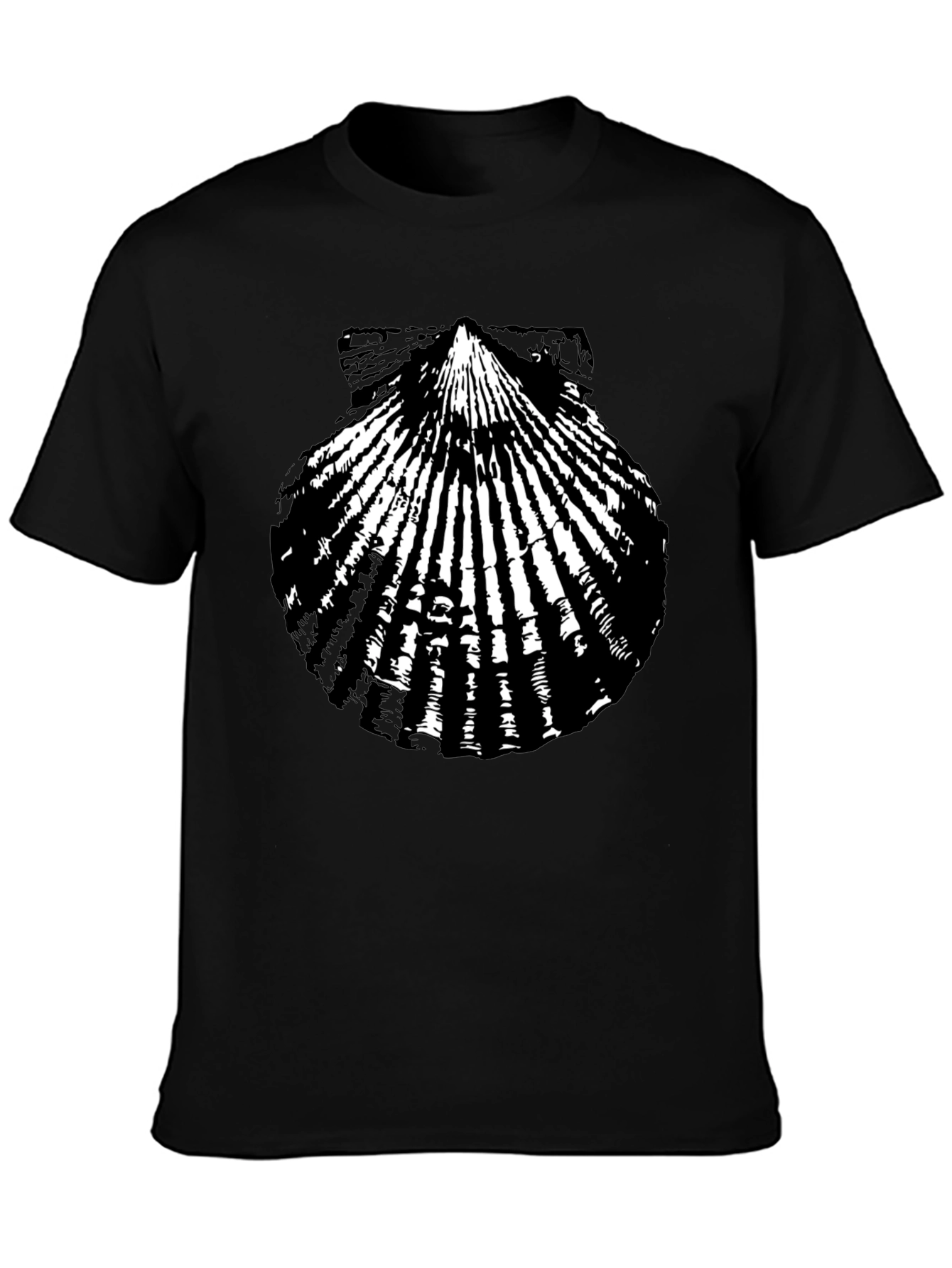 Scallop Shell Graphic T-Shirt - Black Cotton Tee
