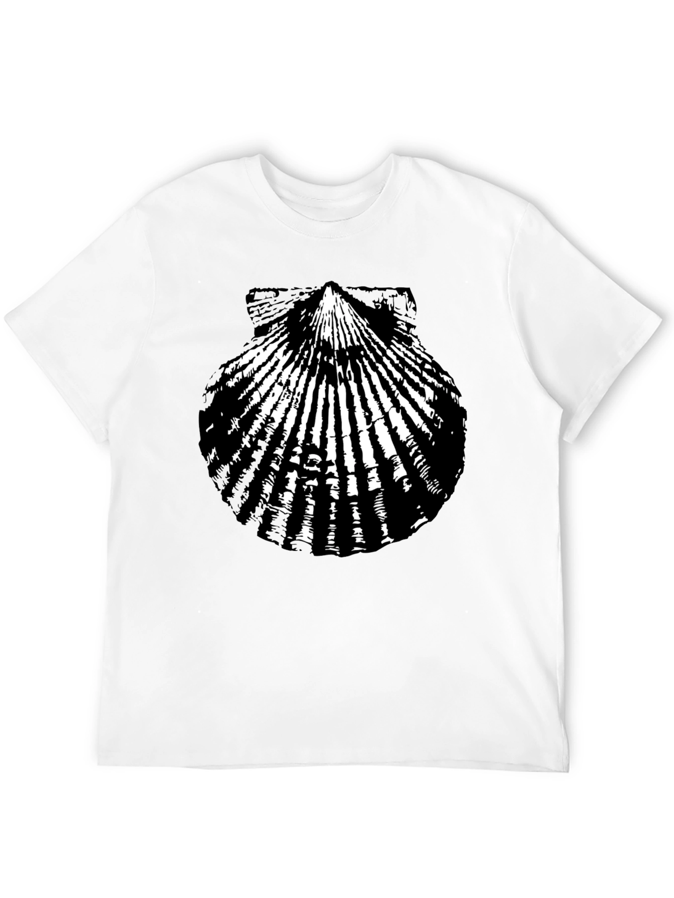 Scallop Shell Graphic T-Shirt - Black Cotton Tee