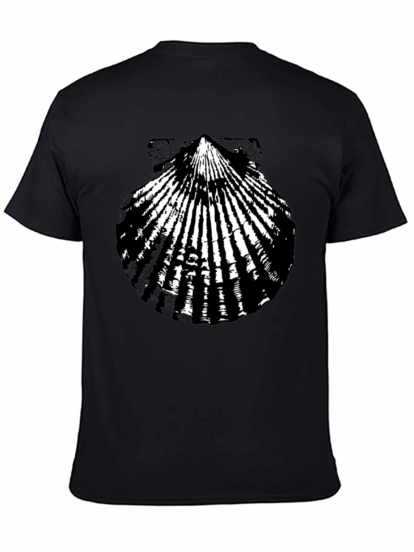 Scallop Shell Graphic T-Shirt - Black Cotton Tee