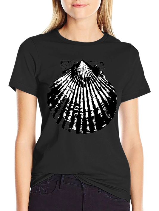 Scallop Shell Graphic T-Shirt - Black Cotton Tee