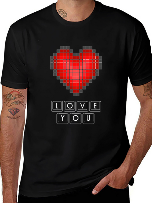 Pixel Heart Love You T-Shirt - Gamer Valentines Day Tee