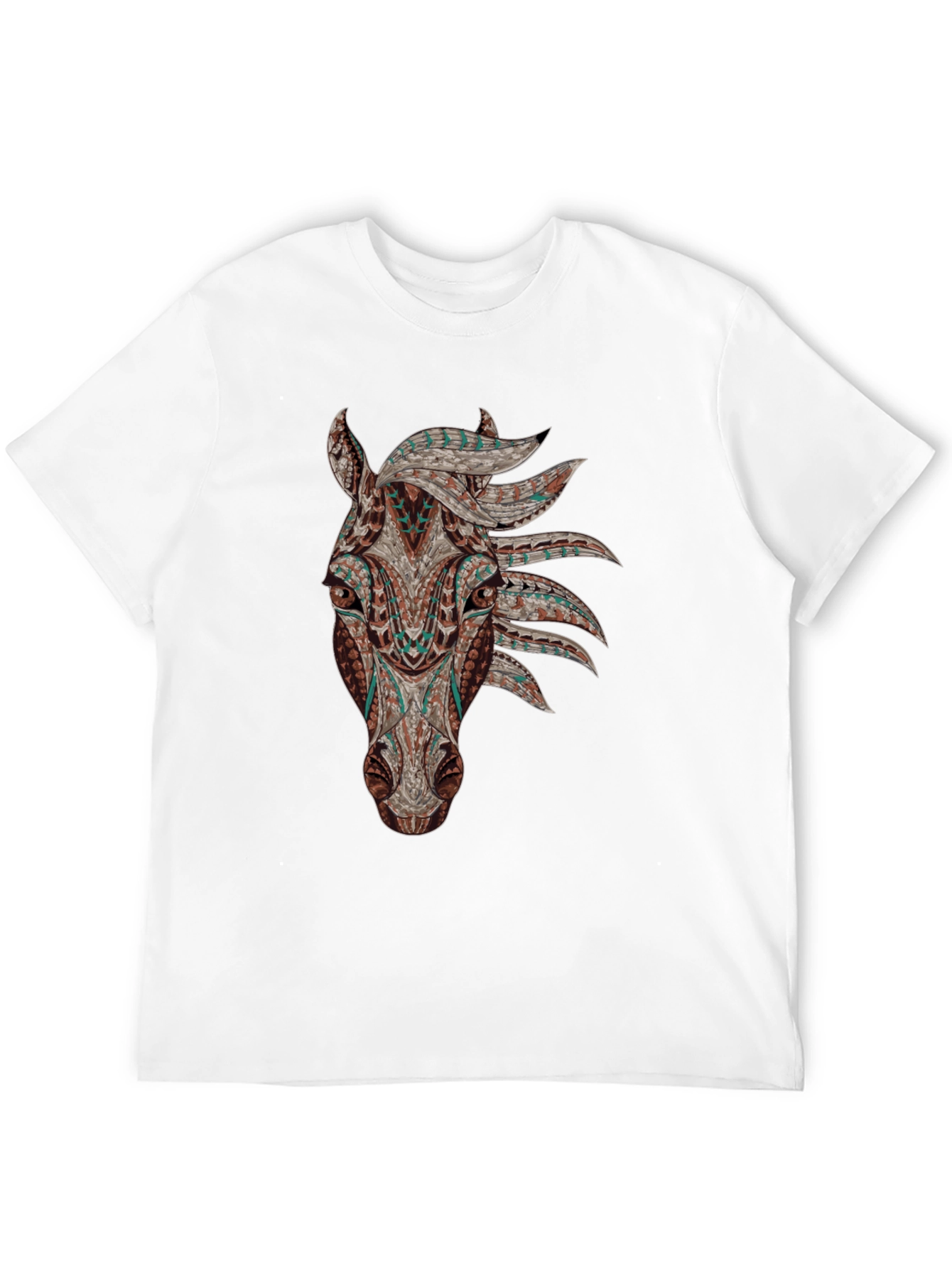 Horse Head Graphic Tee - Black Cotton Shirt