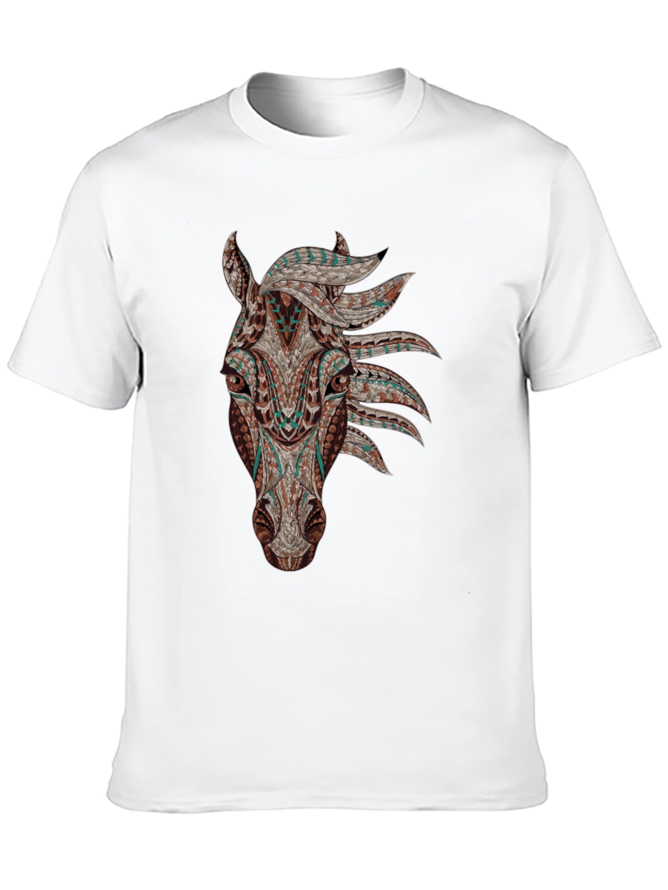 Horse Head Graphic Tee - Black Cotton Shirt