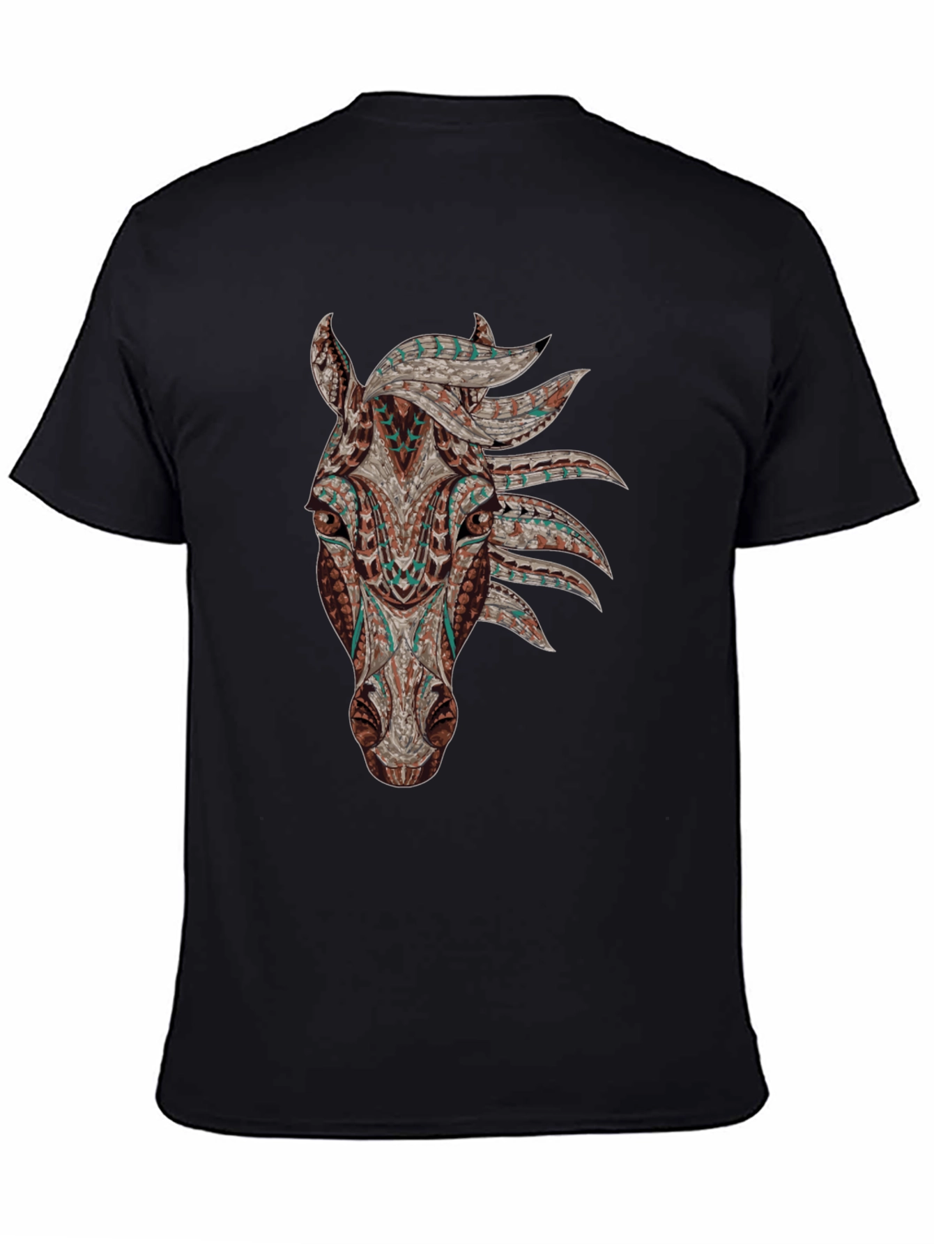 Horse Head Graphic Tee - Black Cotton Shirt