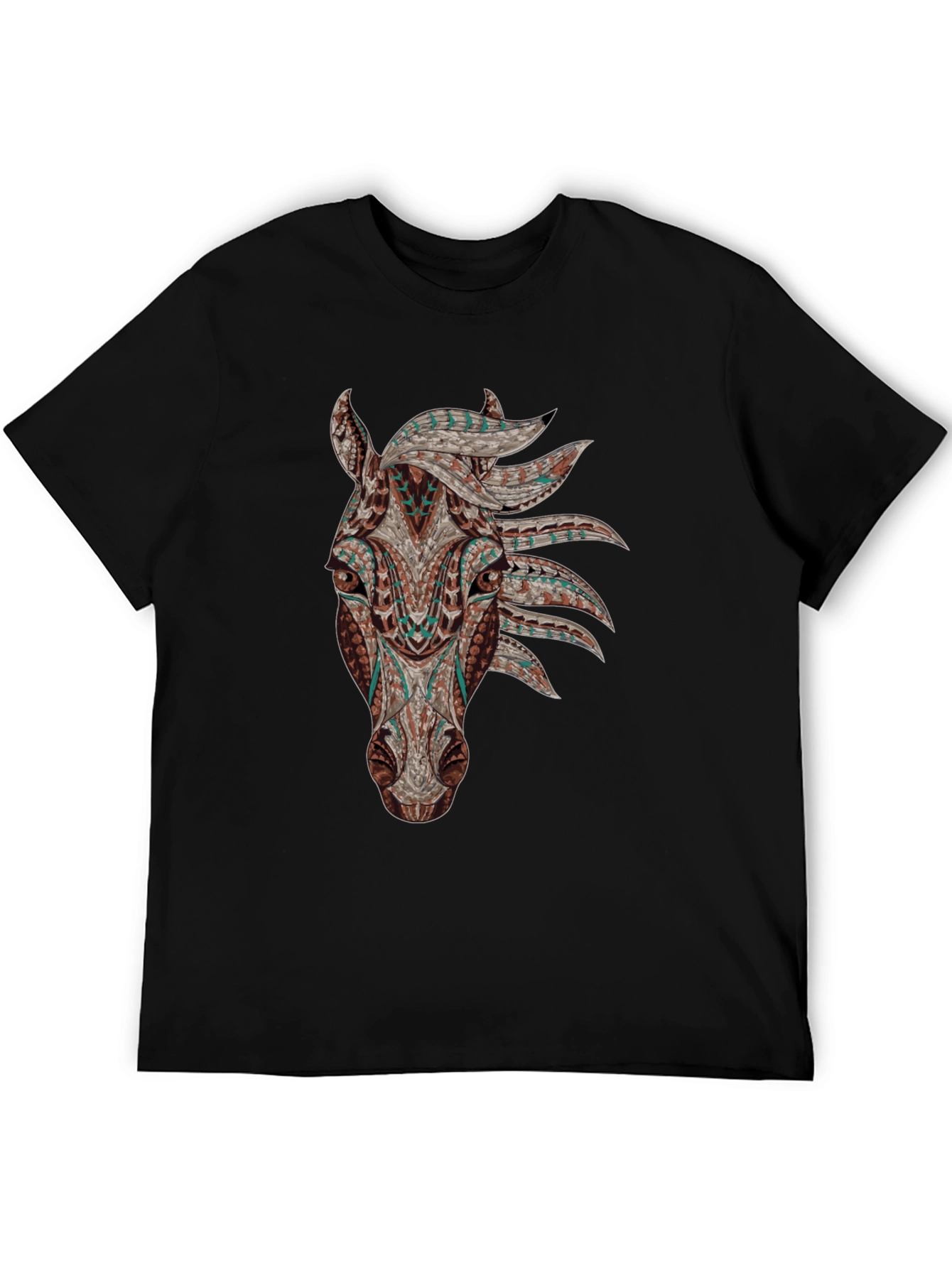 Horse Head Graphic Tee - Black Cotton Shirt