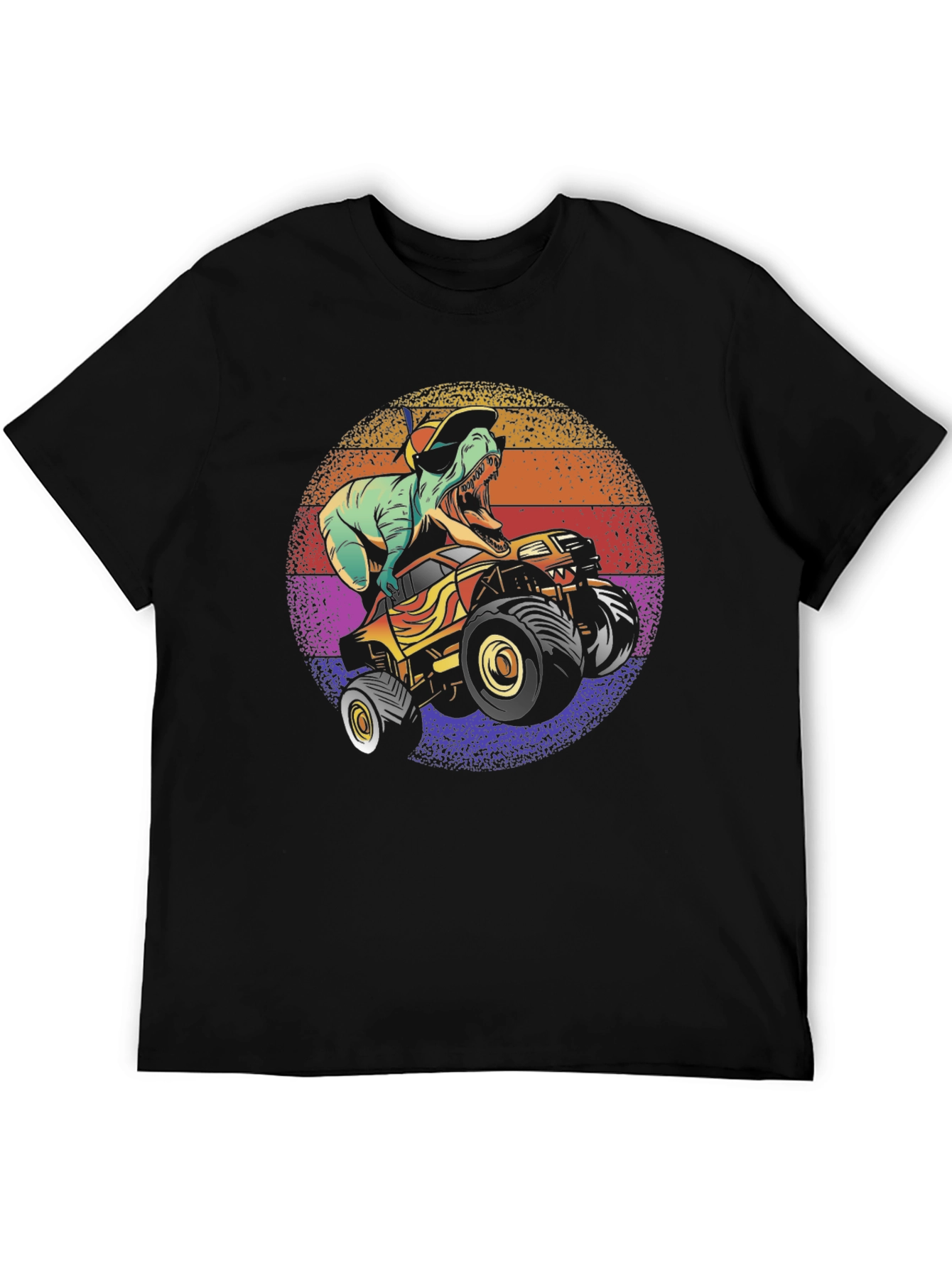 Dino Monster Truck Graphic Tee - Black