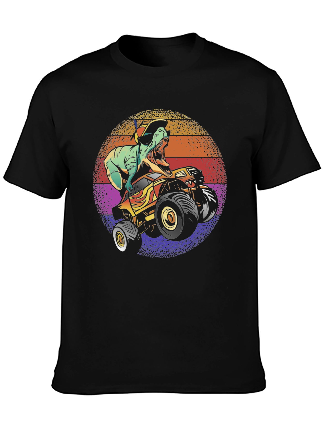 Dino Monster Truck Graphic Tee - Black