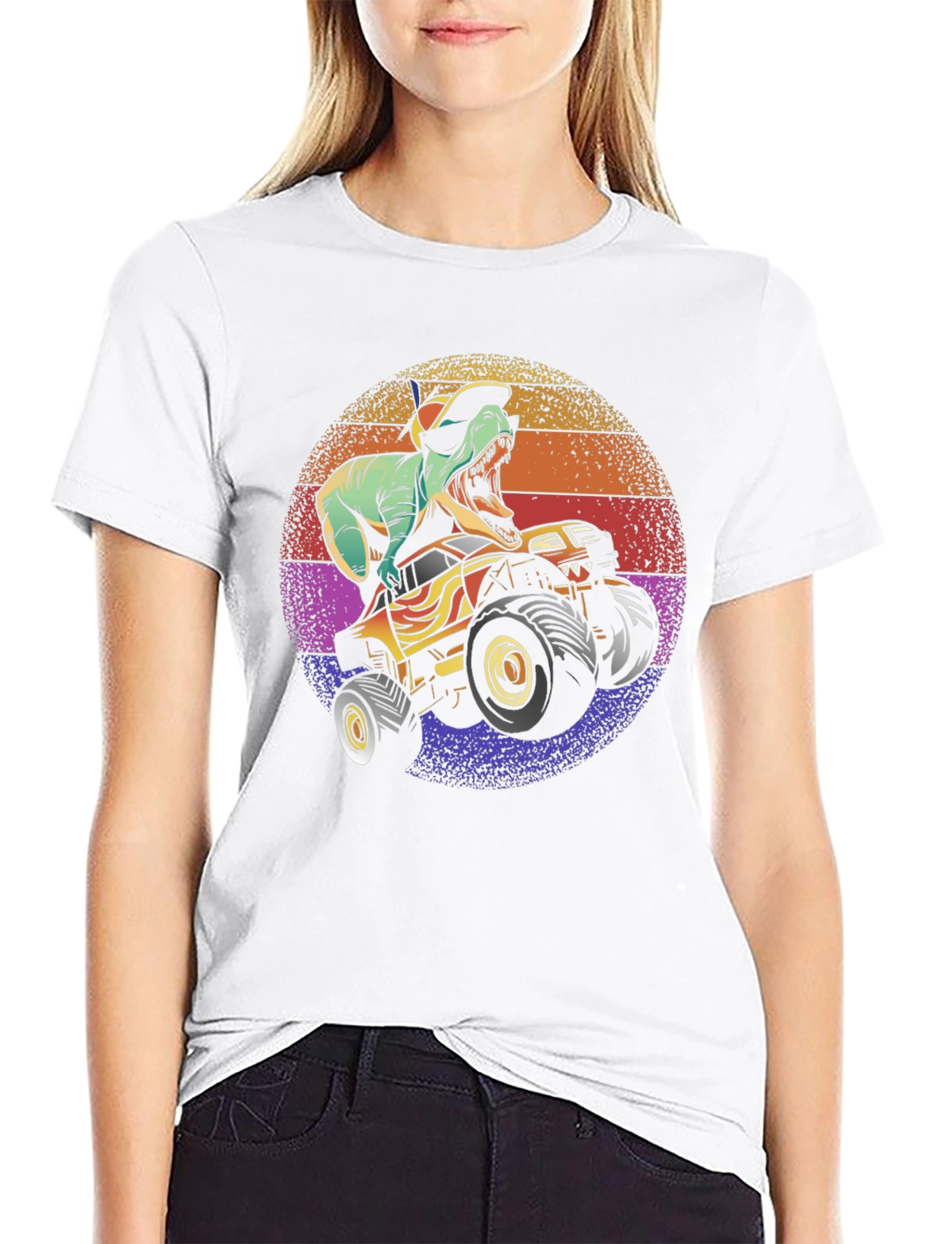 Dino Monster Truck Graphic Tee - Black