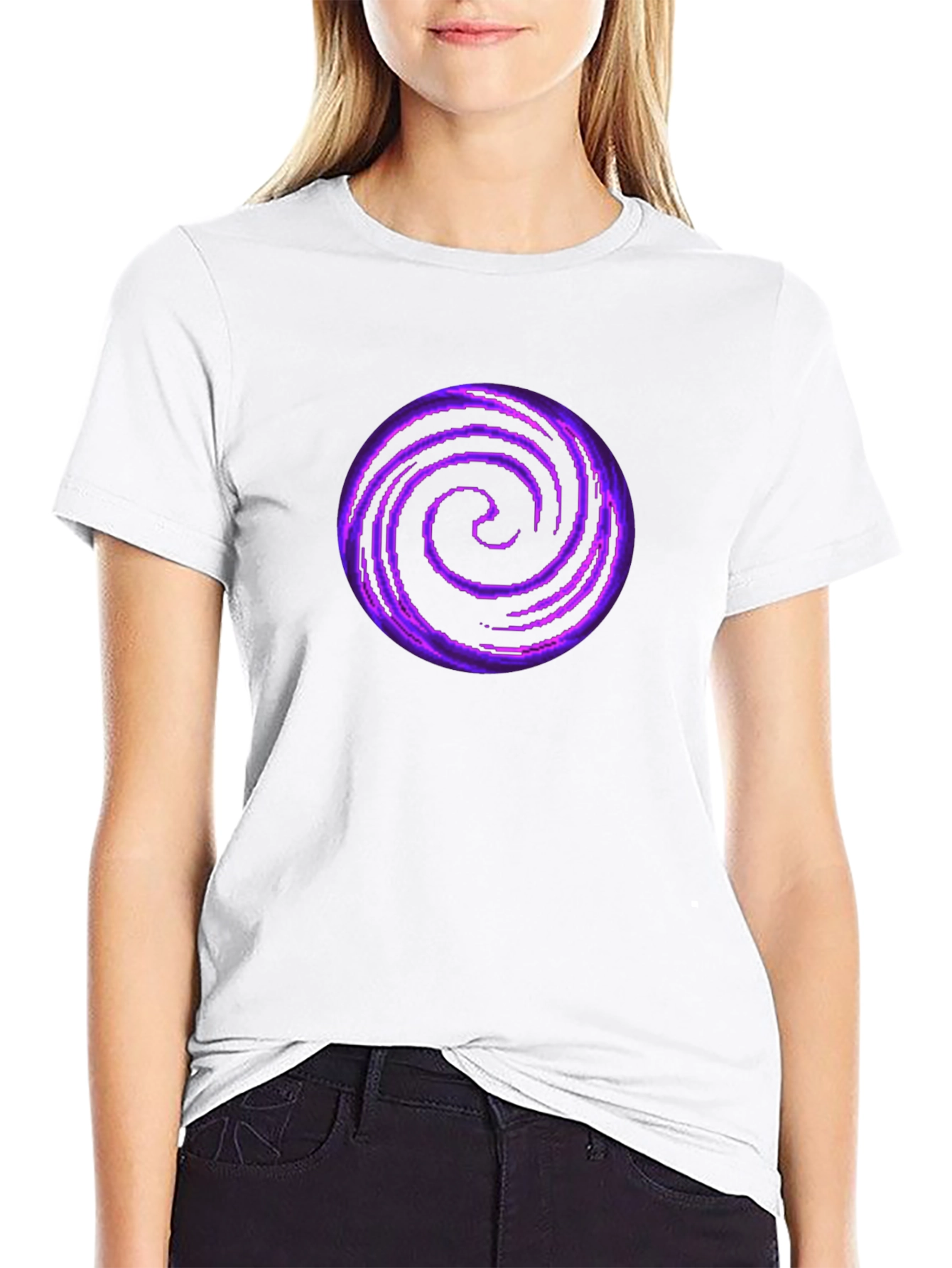 Black T-Shirt with Purple Galaxy Swirl Design