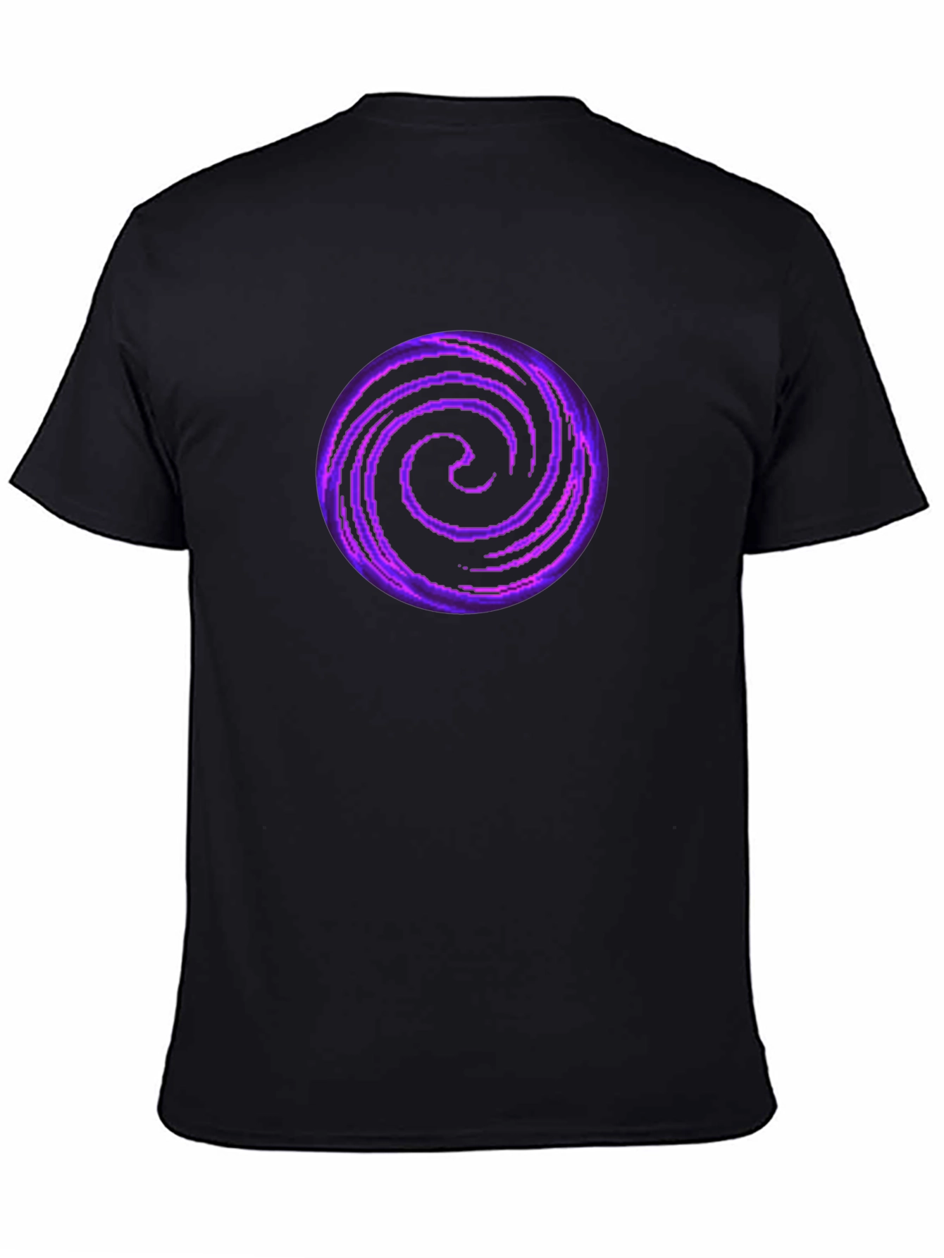 Black T-Shirt with Purple Galaxy Swirl Design