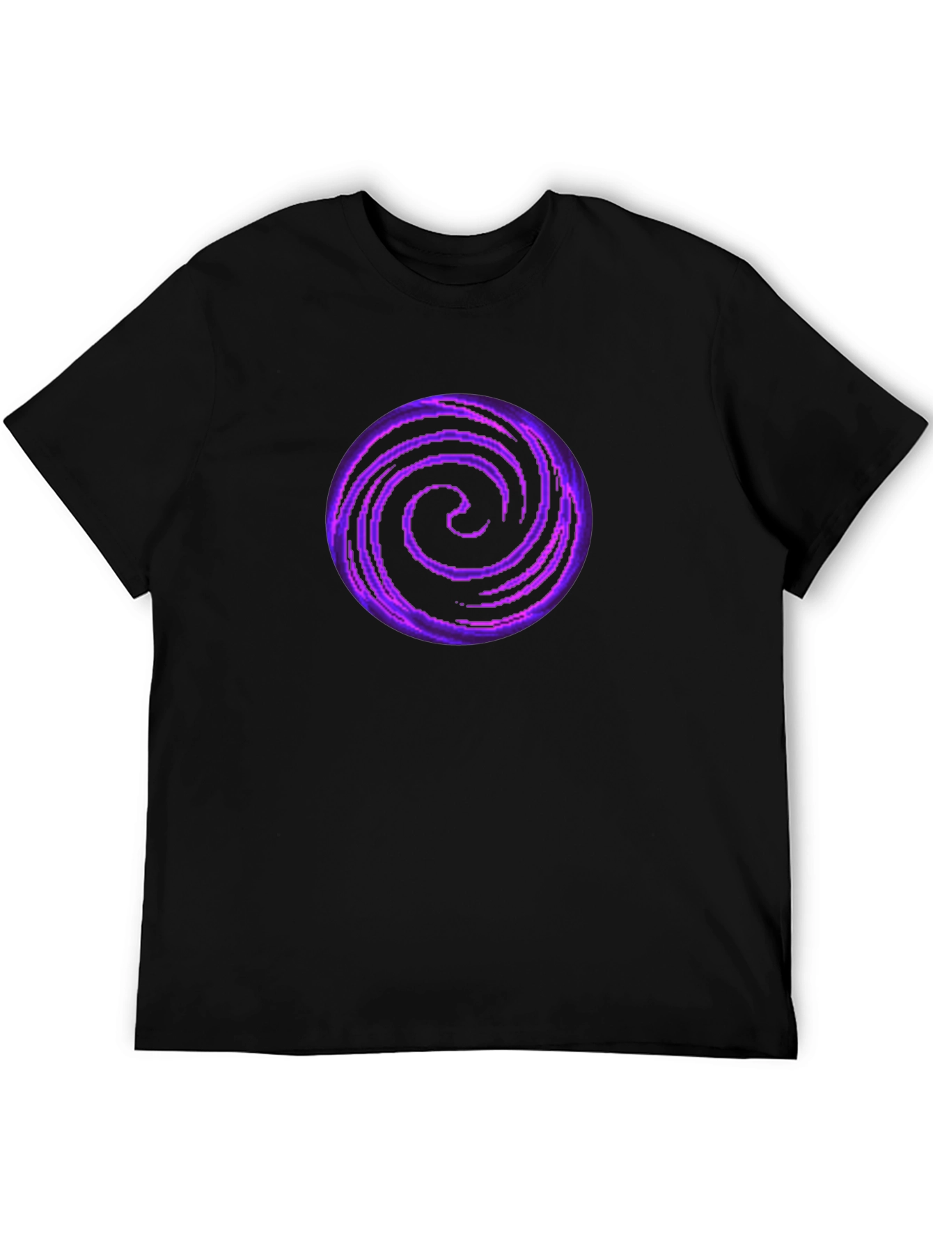 Black T-Shirt with Purple Galaxy Swirl Design