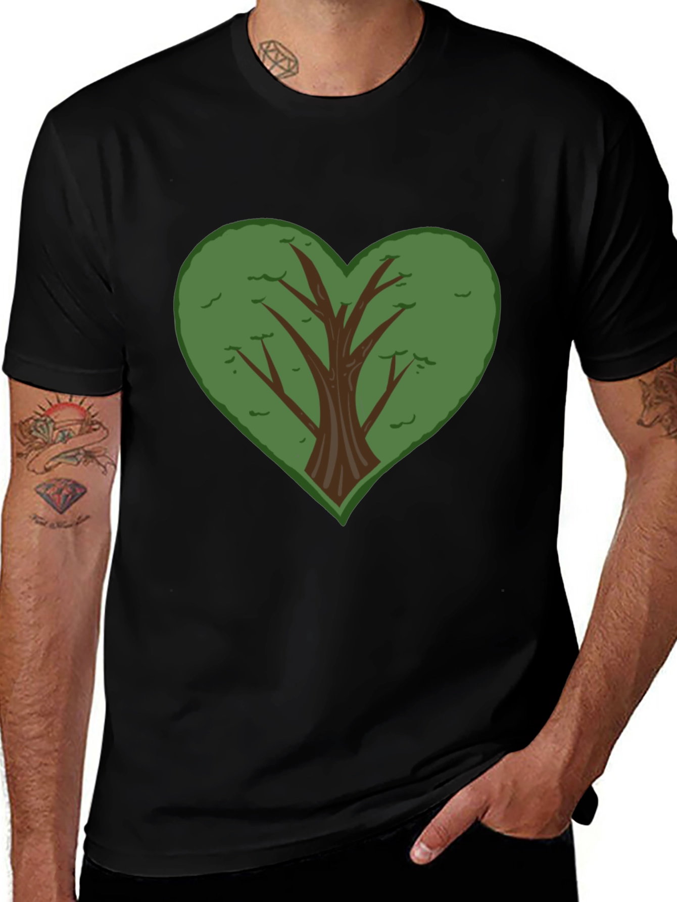Heart Tree Graphic Black T-Shirt