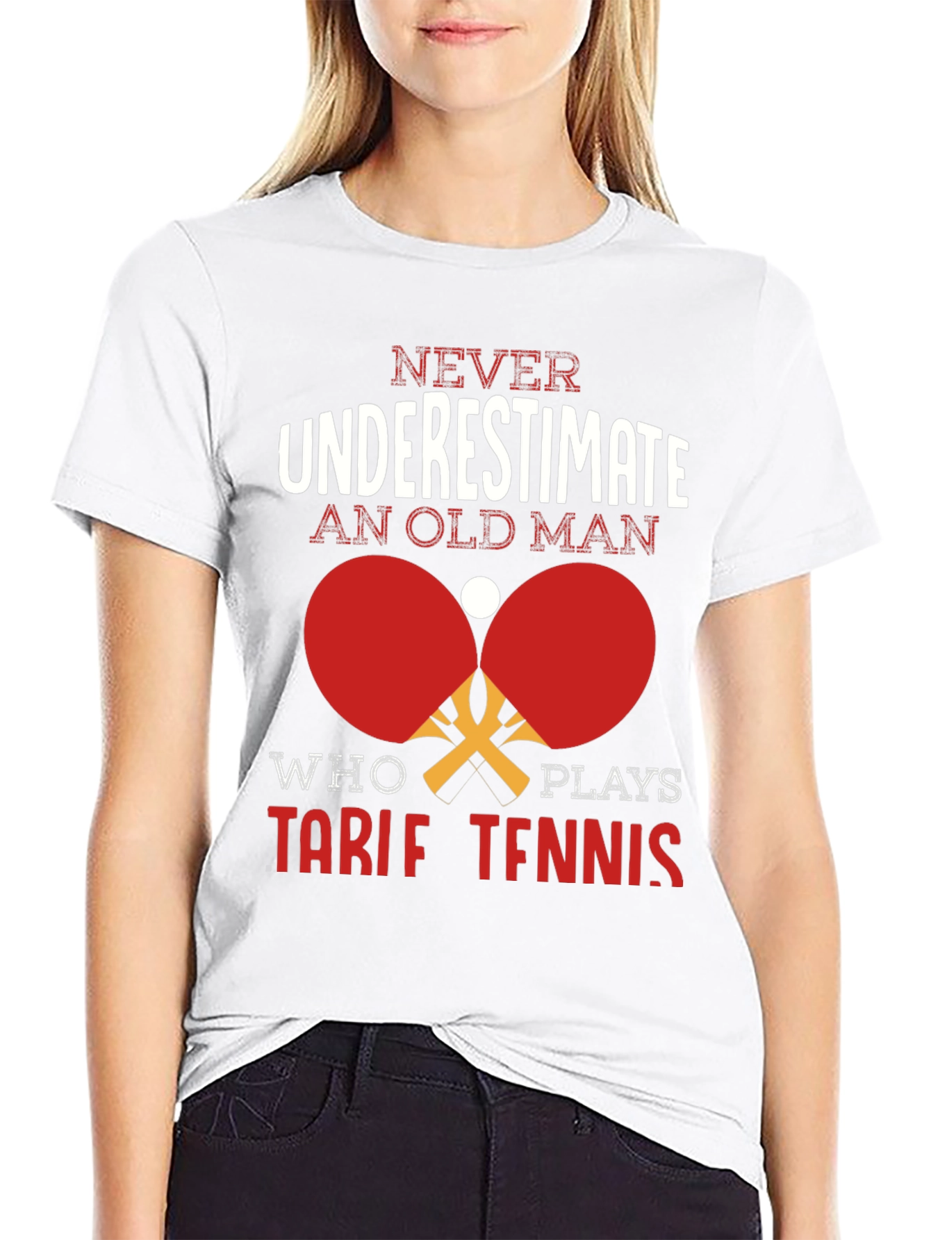 Never Underestimate Old Man Table Tennis T-Shirt