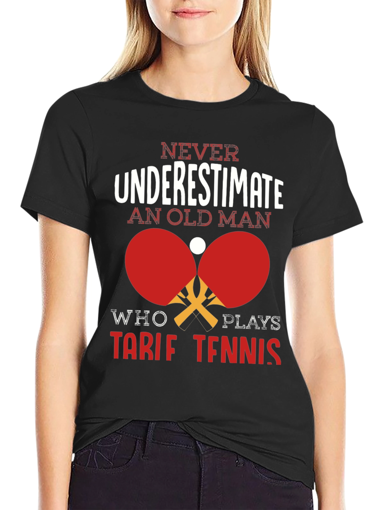 Never Underestimate Old Man Table Tennis T-Shirt
