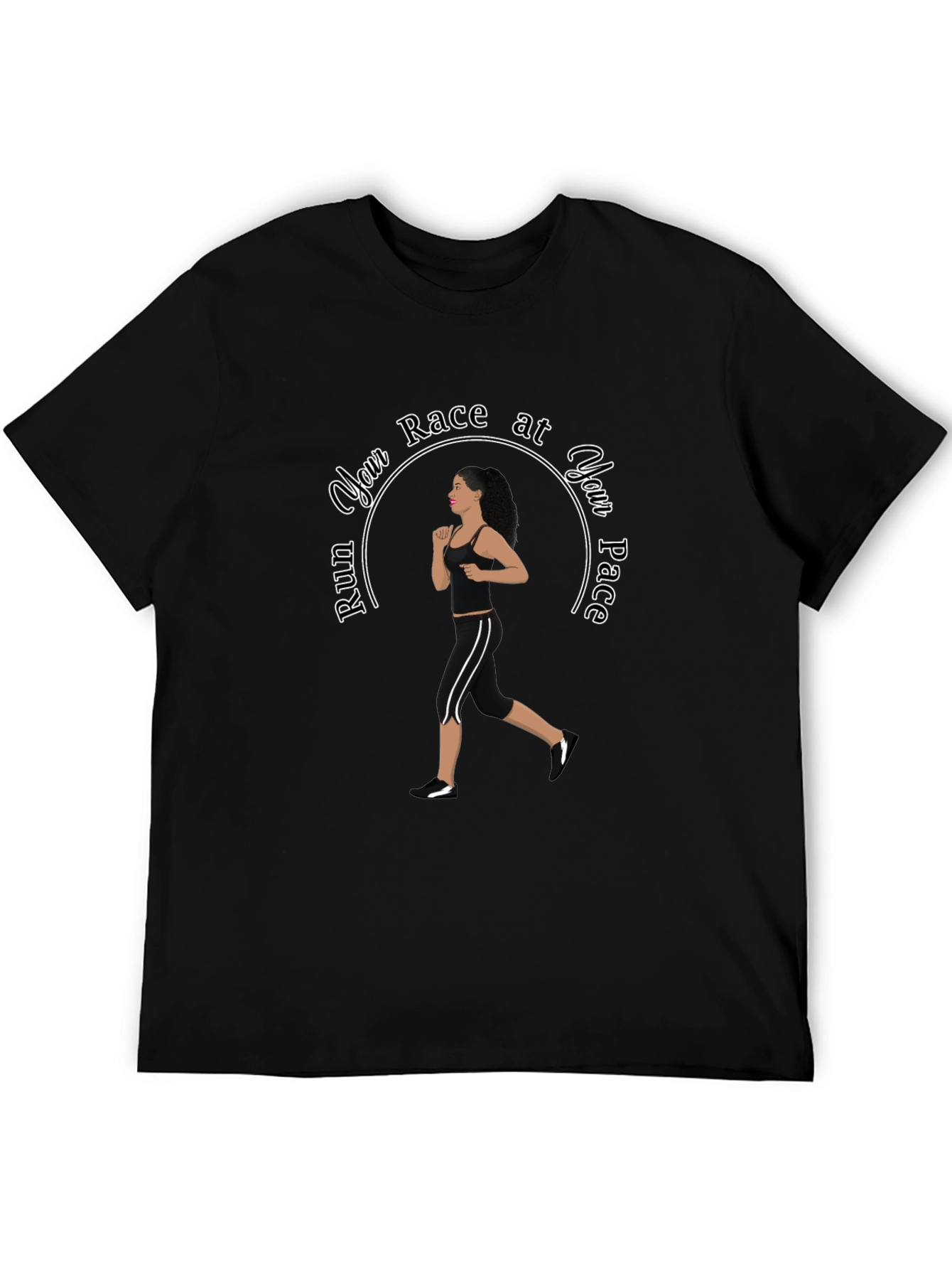 Run Your Race at Your Pace Black Graphic Tee