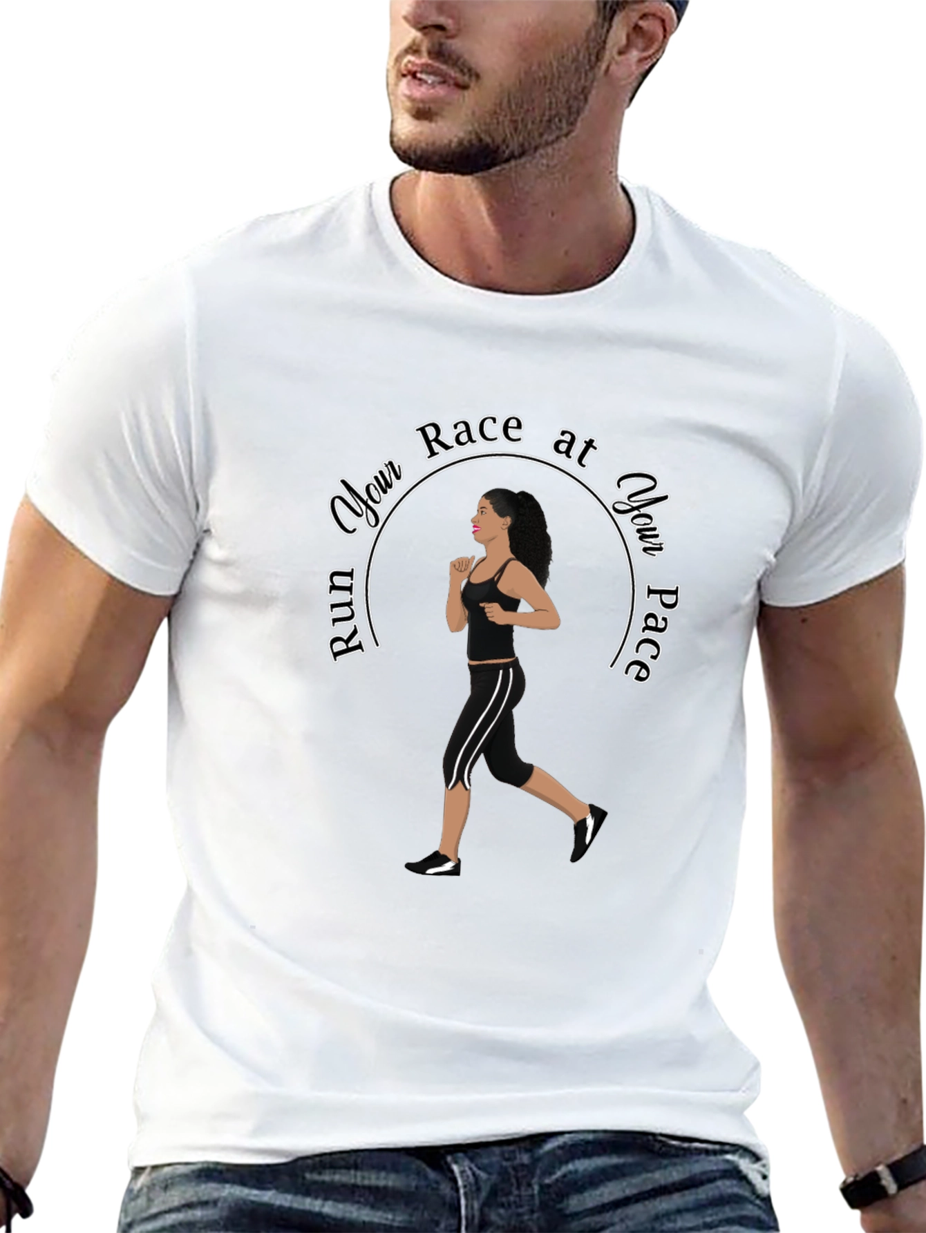 Run Your Race at Your Pace Black Graphic Tee