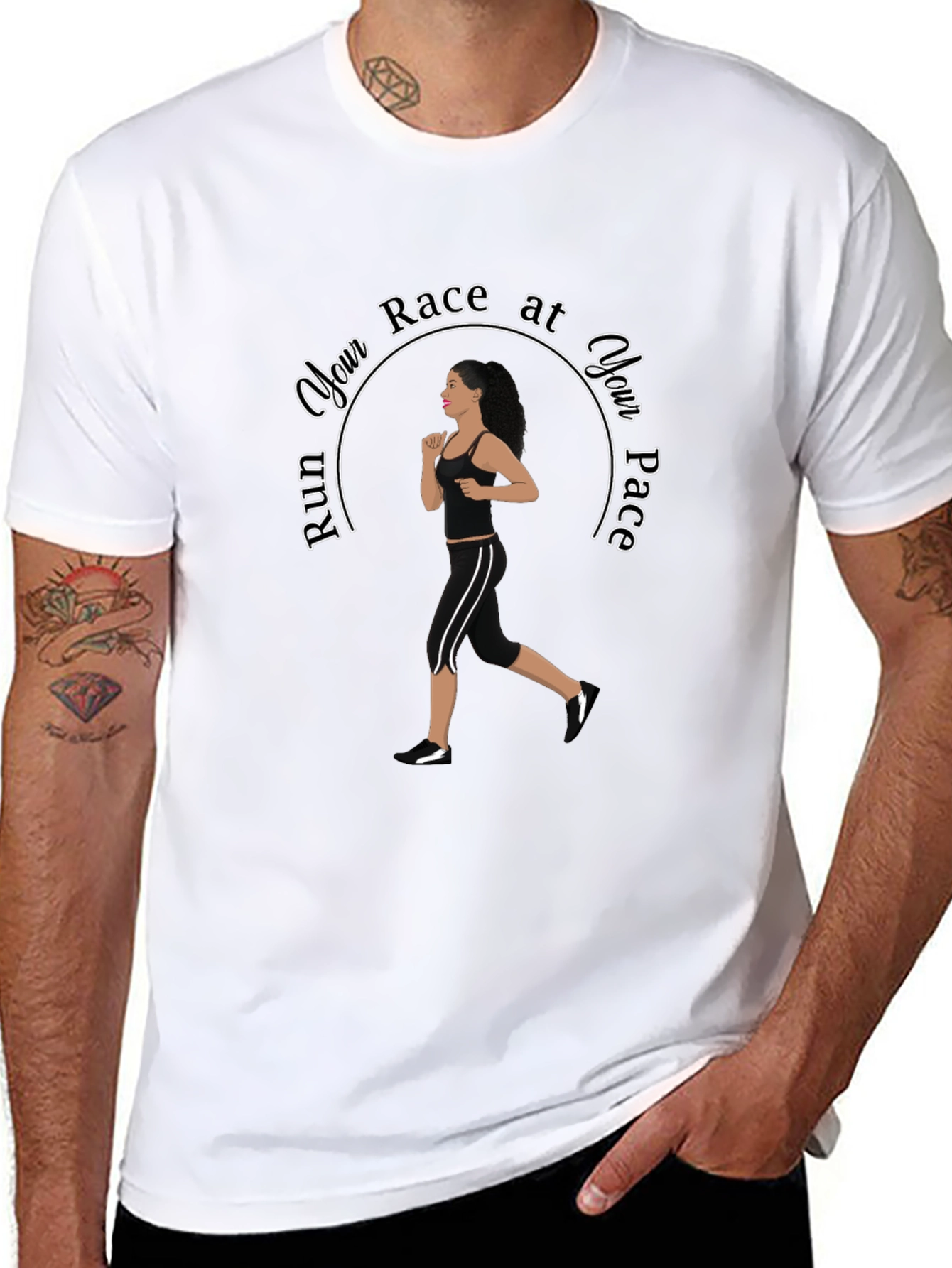 Run Your Race at Your Pace Black Graphic Tee